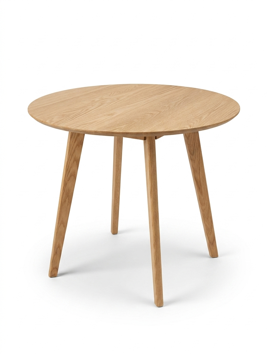 Mały Okrągły Stół do Jadalni 80 cm Lite Drewno Dębowe | Skandynawski