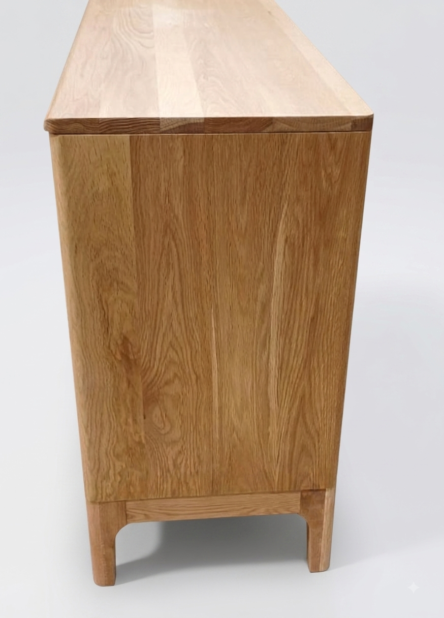 Komoda VIKEN — lite drewno dębu, 6 szuflad, 125 cm