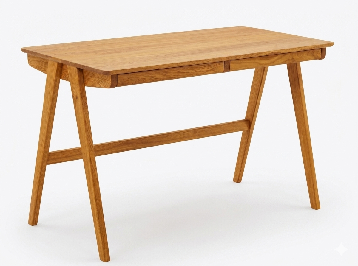 Biurko Dębowe 120 cm Skandynawskie z 2 Szufladami | Lite Drewno