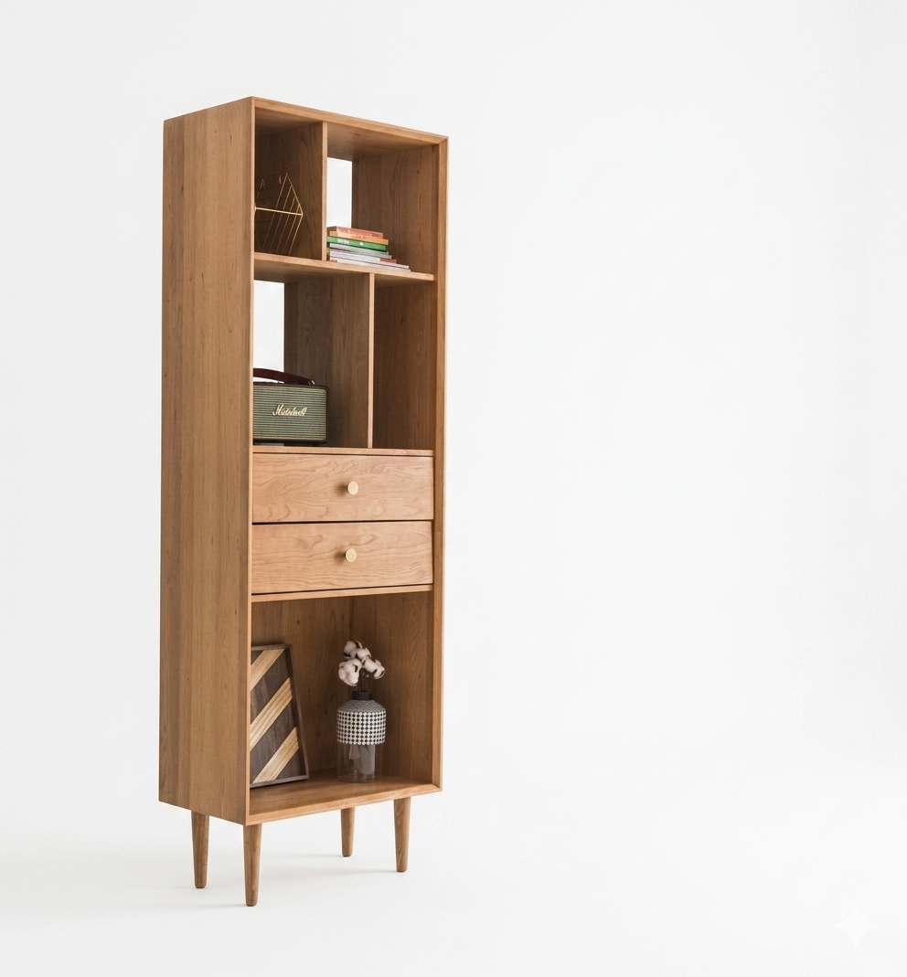 Designerski Regał Edison z Drewna Jesionowego