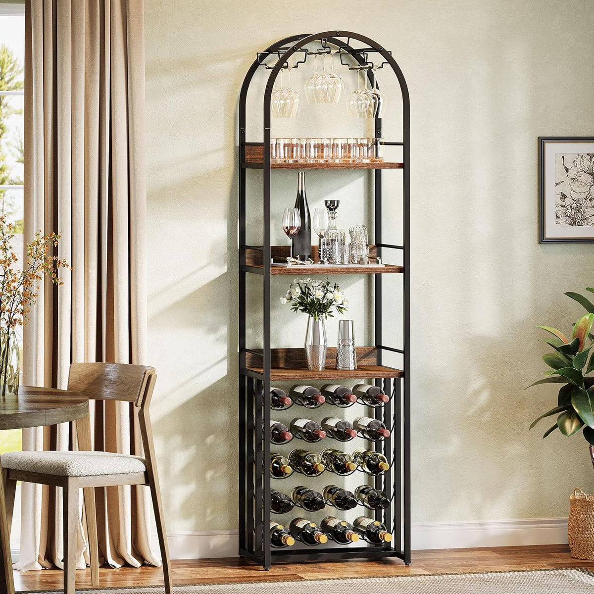Regał na wino 180 cm z metalową konstrukcją