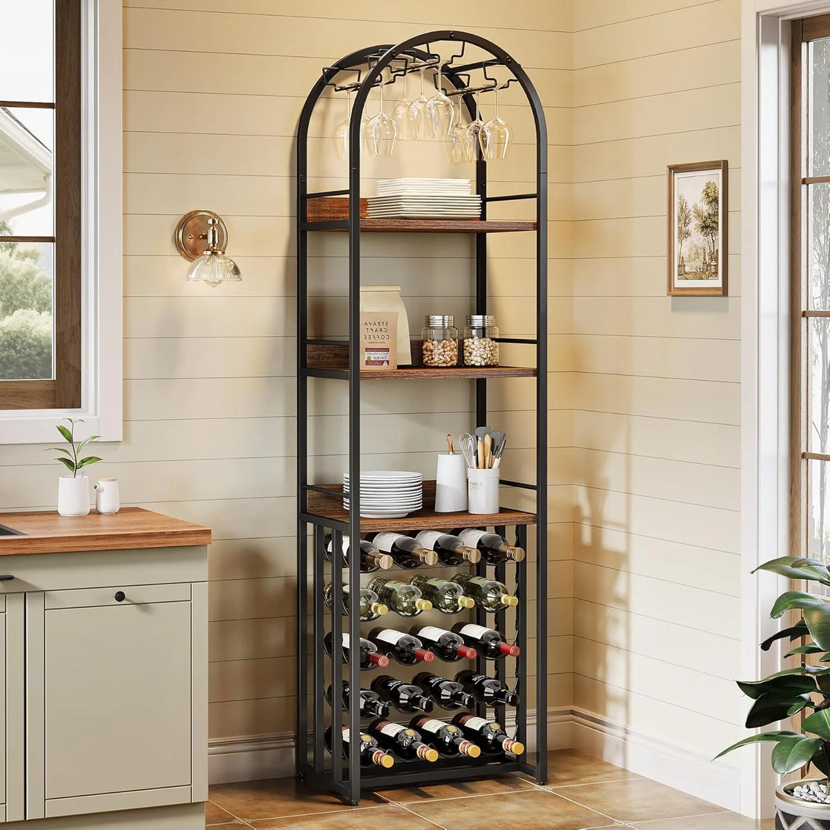 Regał na wino 180 cm z metalową konstrukcją