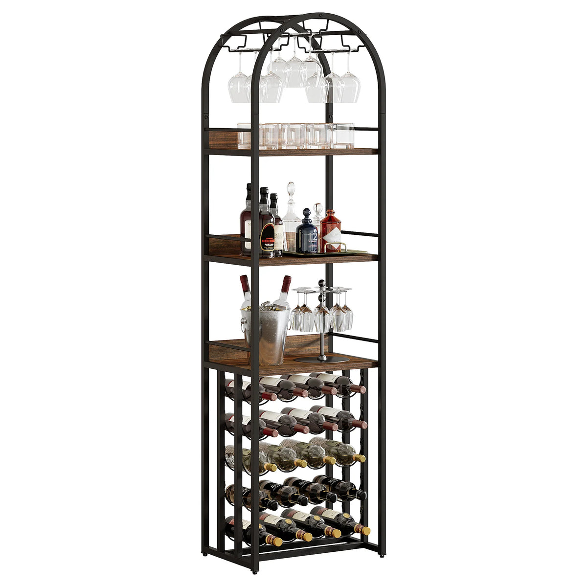Regał na wino 180 cm z metalową konstrukcją
