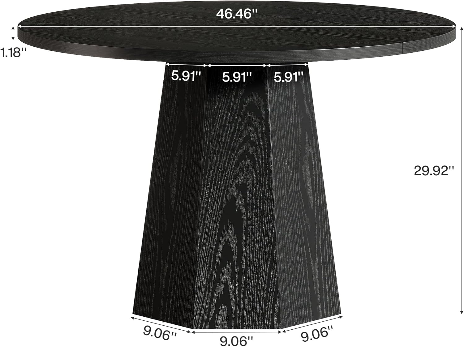 Okrągły stół jadalniany o średnicy 118 cm