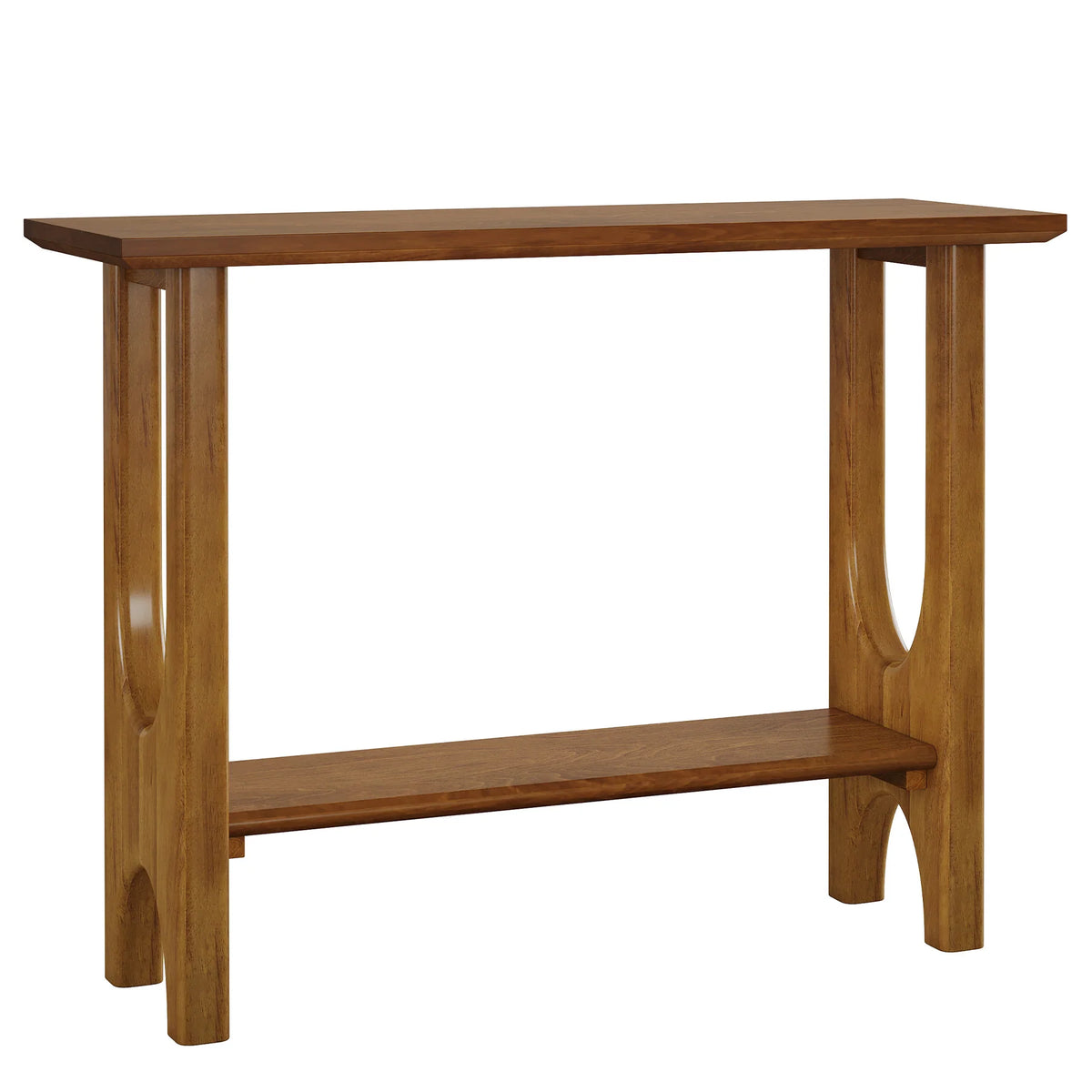 Konsola mid-century 105 cm z przechowywaniem, orzech włoski
