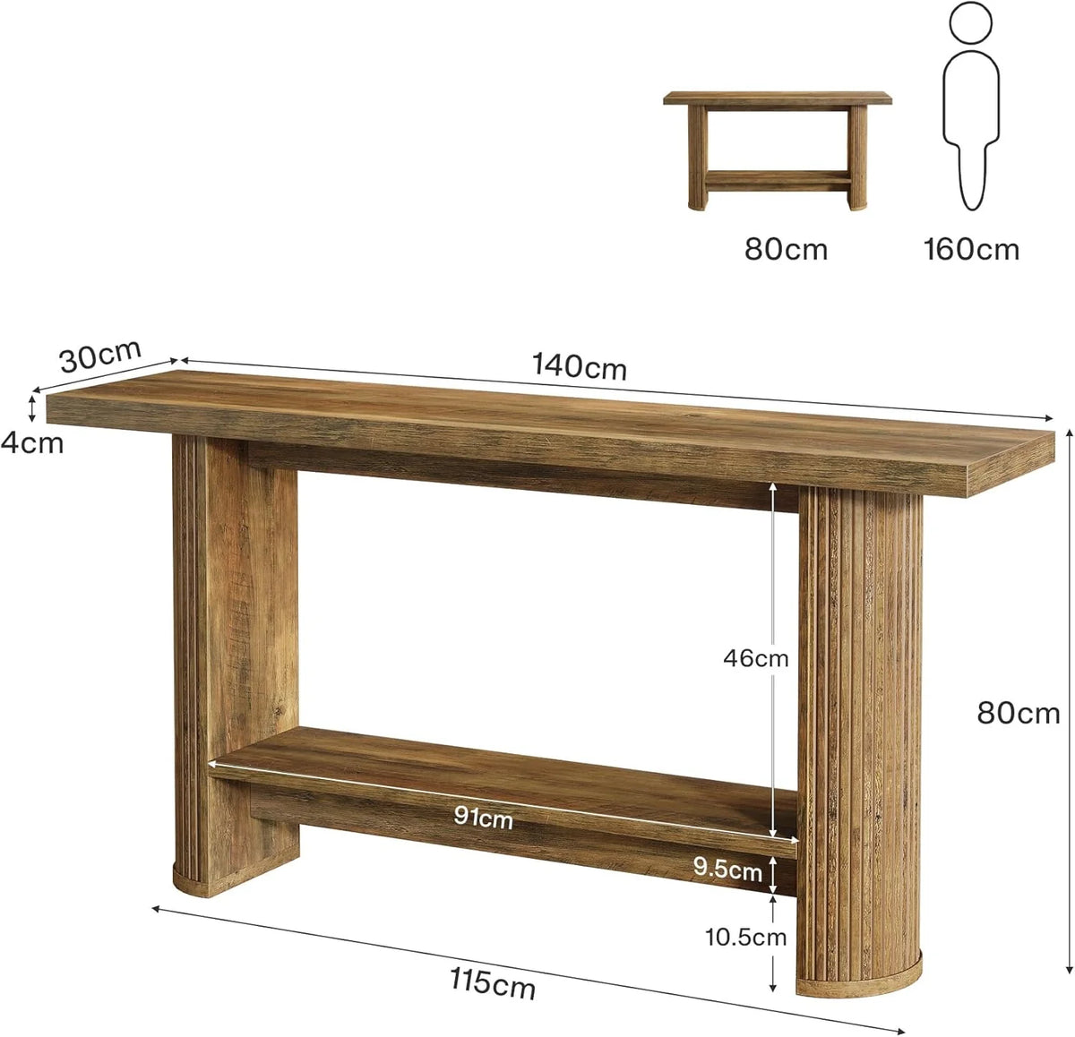 Stolik konsolowy 140 cm - wąski stół do przedpokoju