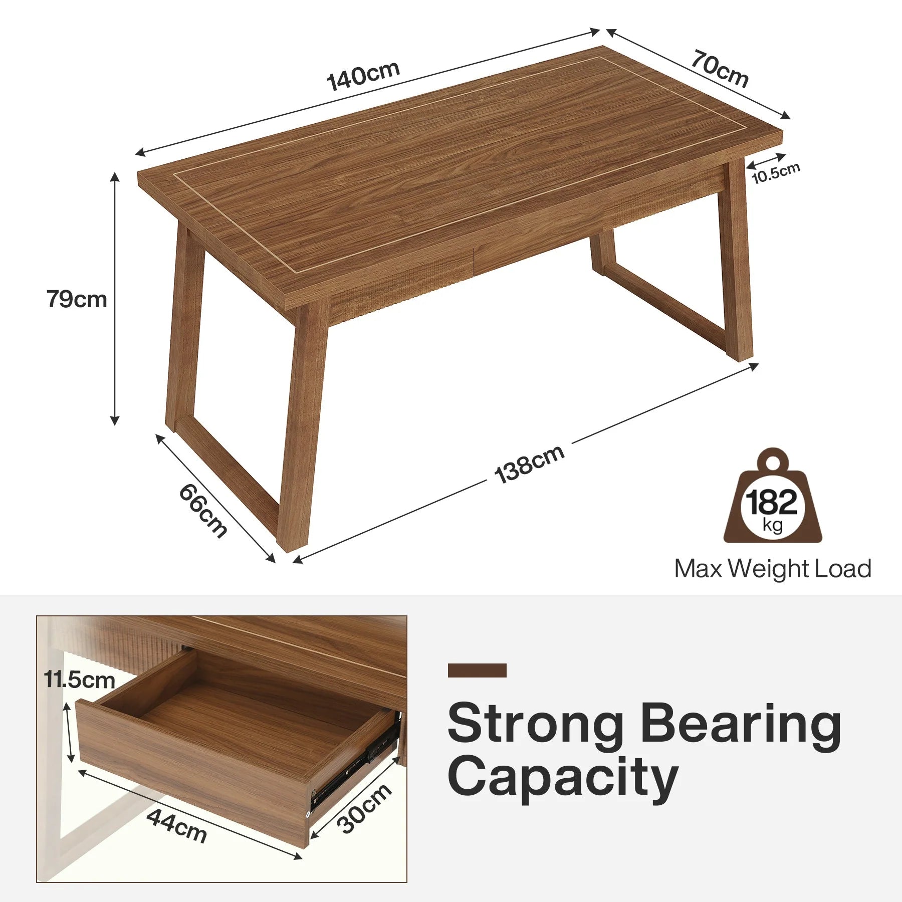 Biurko komputerowe 140 cm Mid-Century Modern ze szufladą