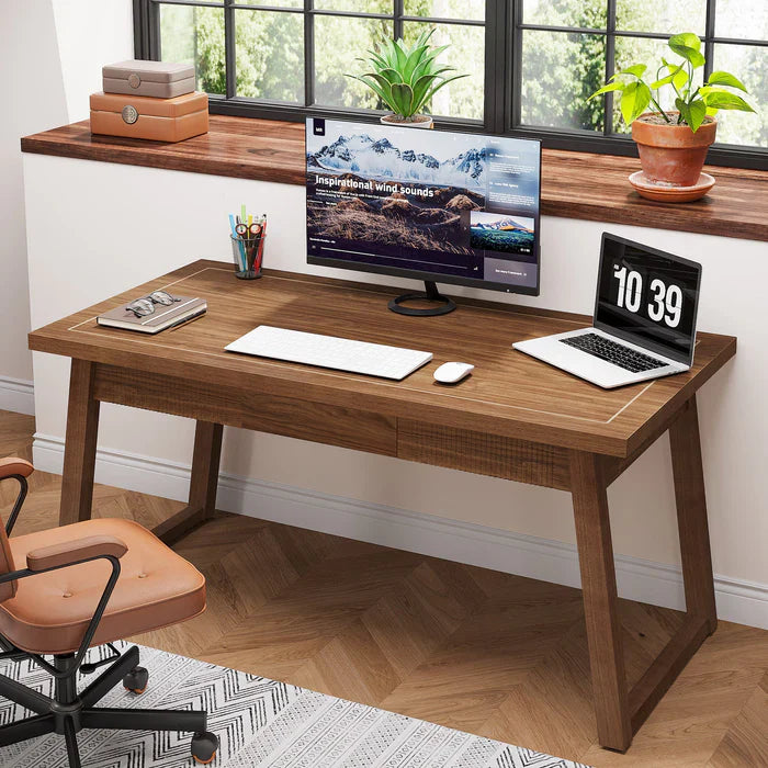 Biurko komputerowe 140 cm Mid-Century Modern ze szufladą