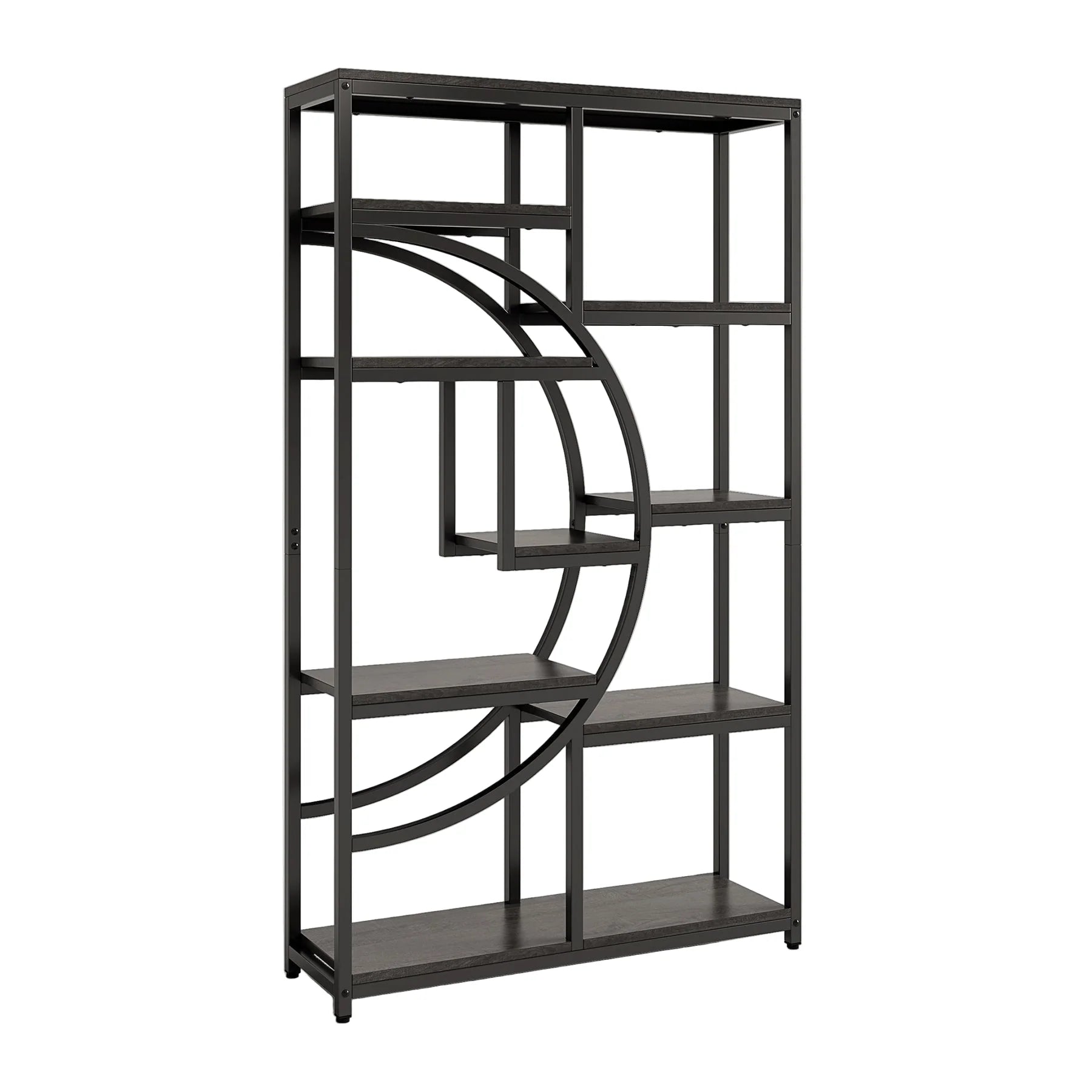 Regał piętrowy 175 cm z 9 półkami - geometryczny design