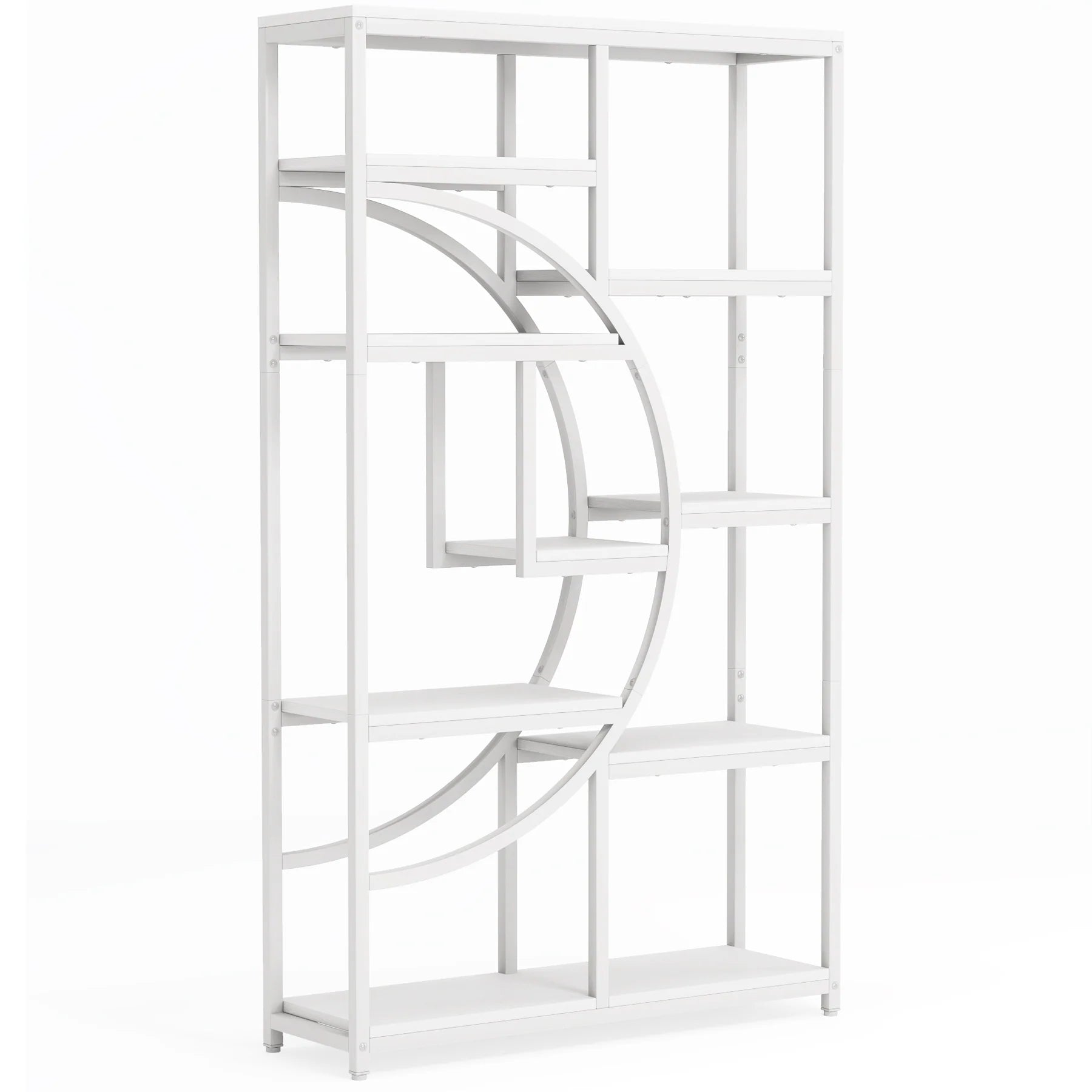 Regał piętrowy 175 cm z 9 półkami - geometryczny design