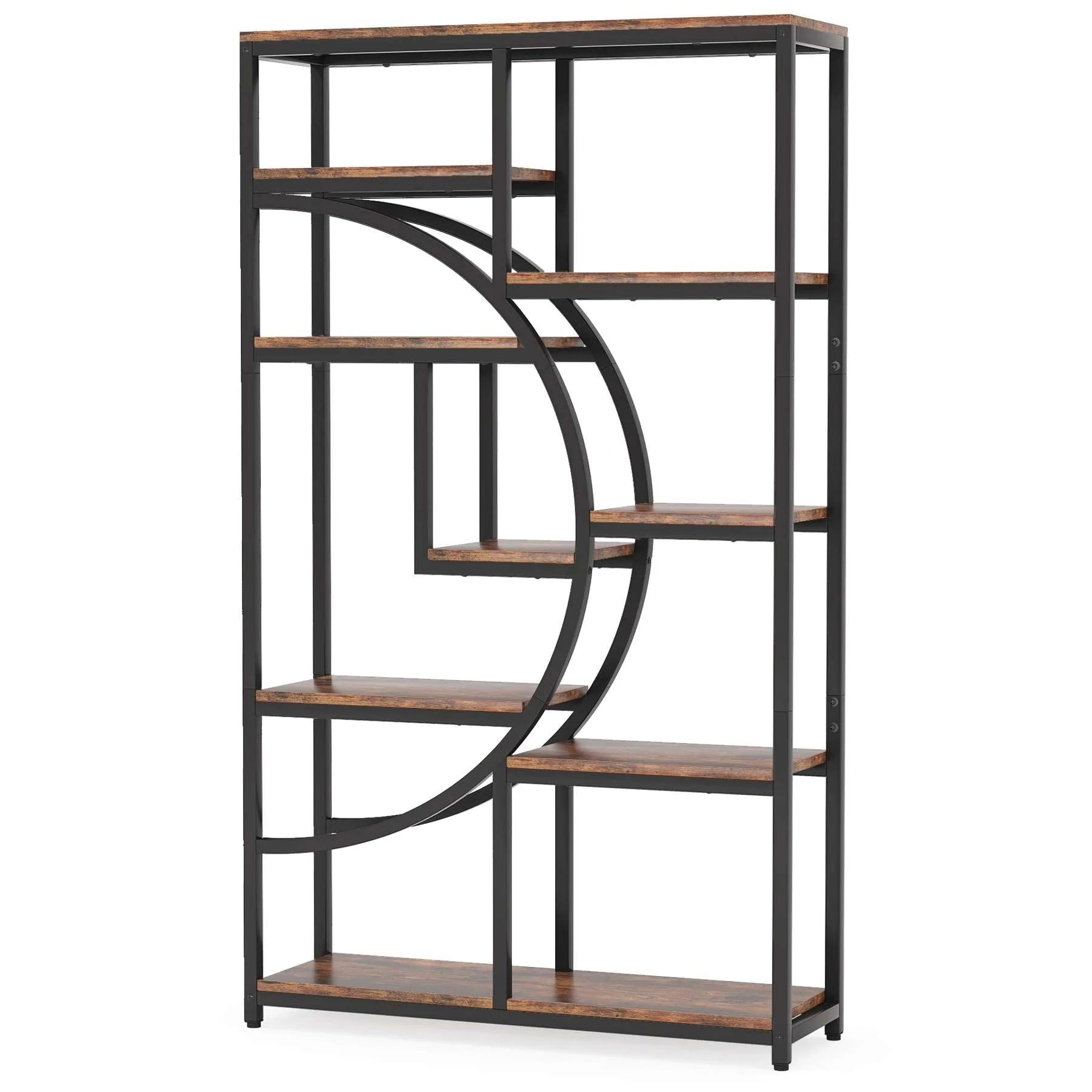 Regał piętrowy 175 cm z 9 półkami - geometryczny design