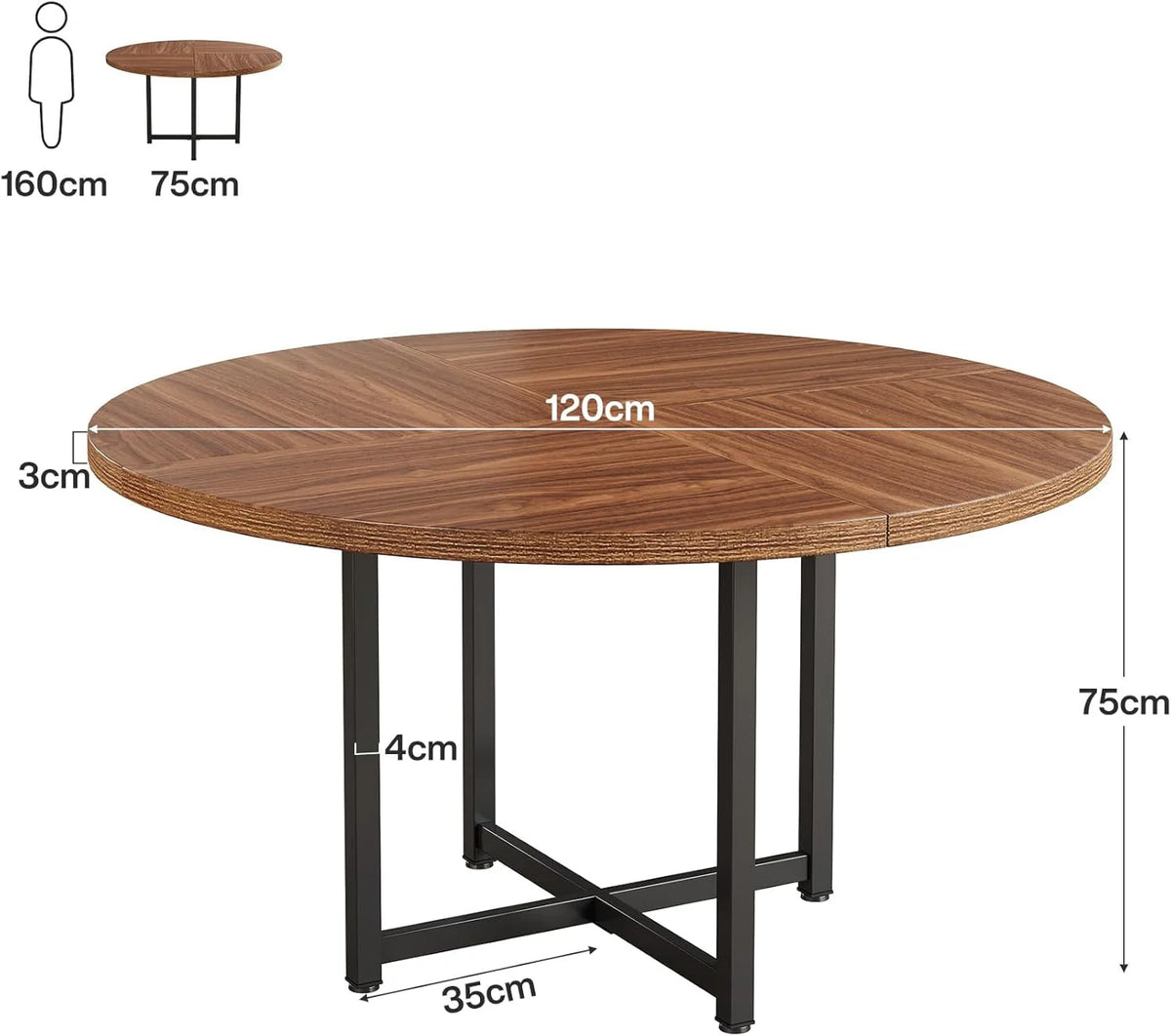 Okrągły stół jadalny 120 cm - Industrial