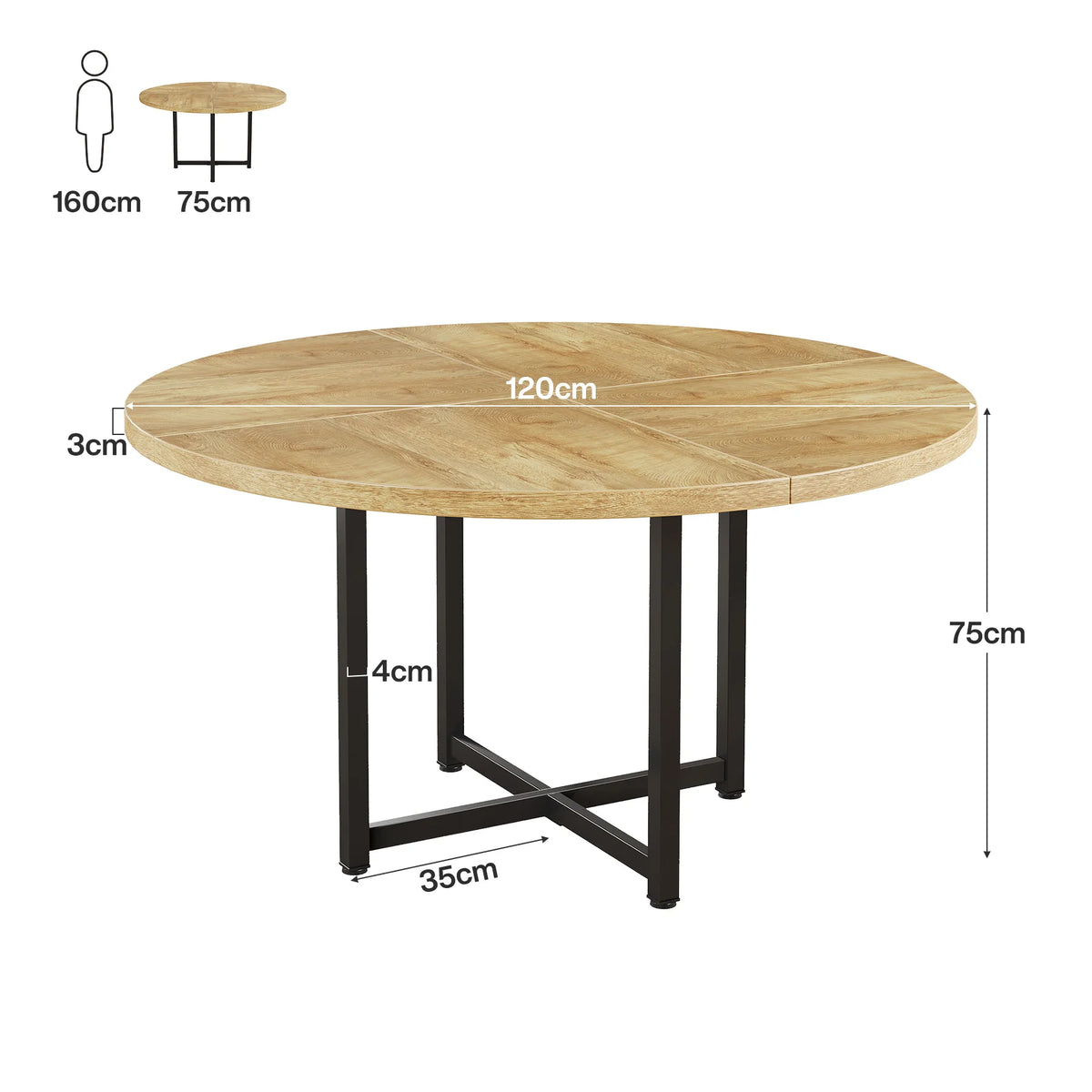 Okrągły stół jadalny 120 cm - Industrial