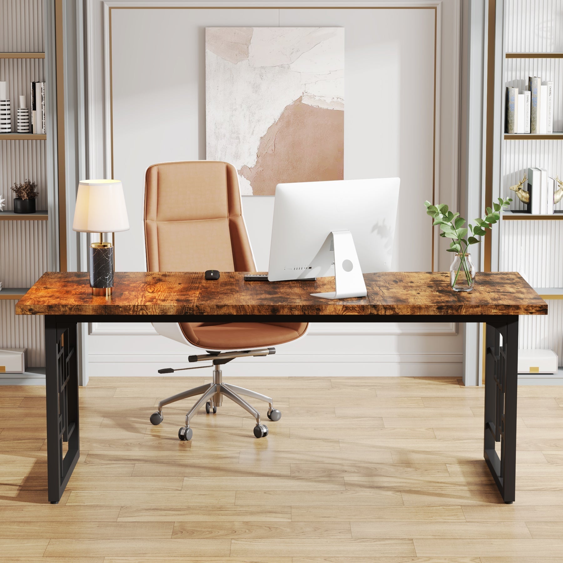 160 cm biurko w stylu industrialnym z metalowymi nogami