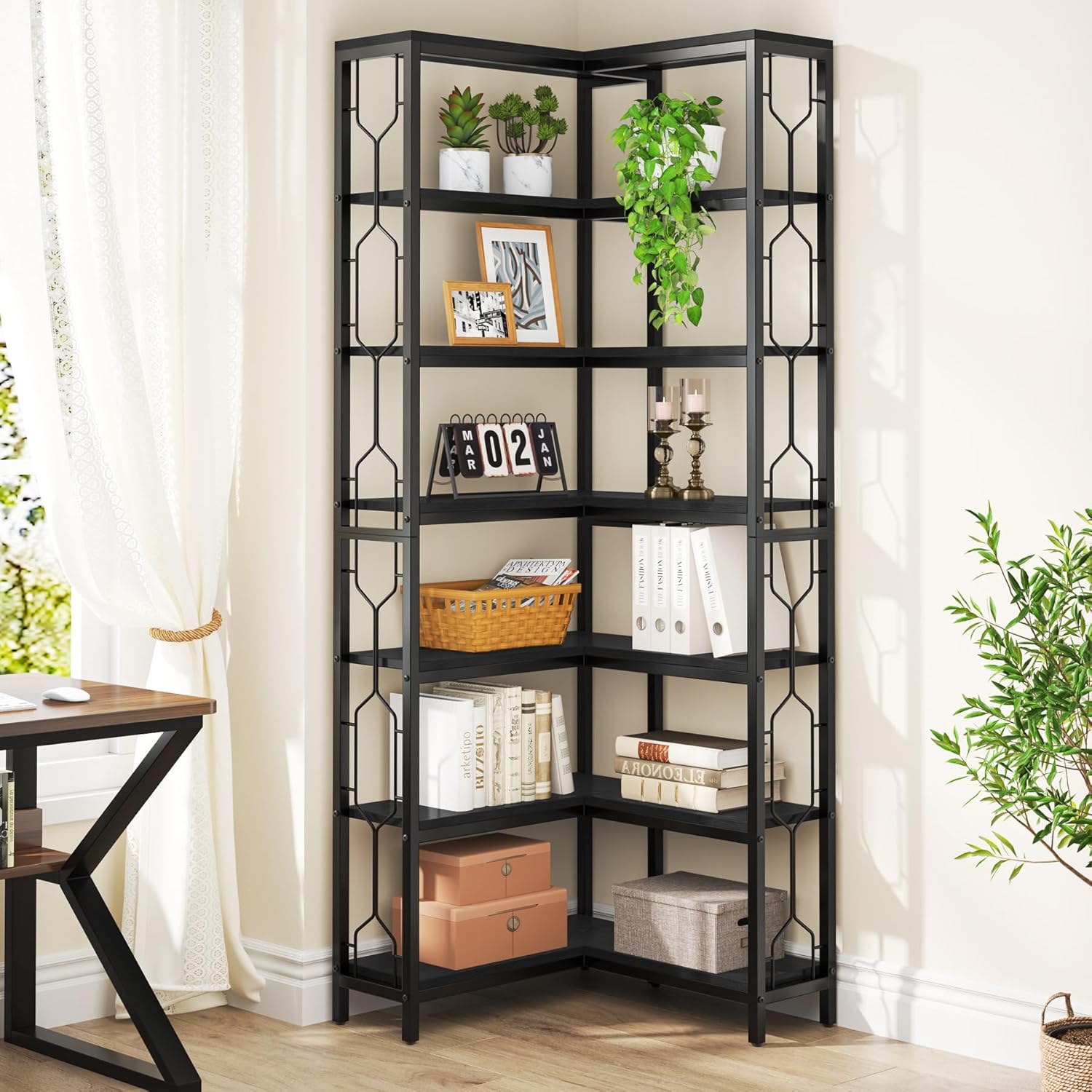 Narożny regał biblioteczny Formaro z 7 poziomami