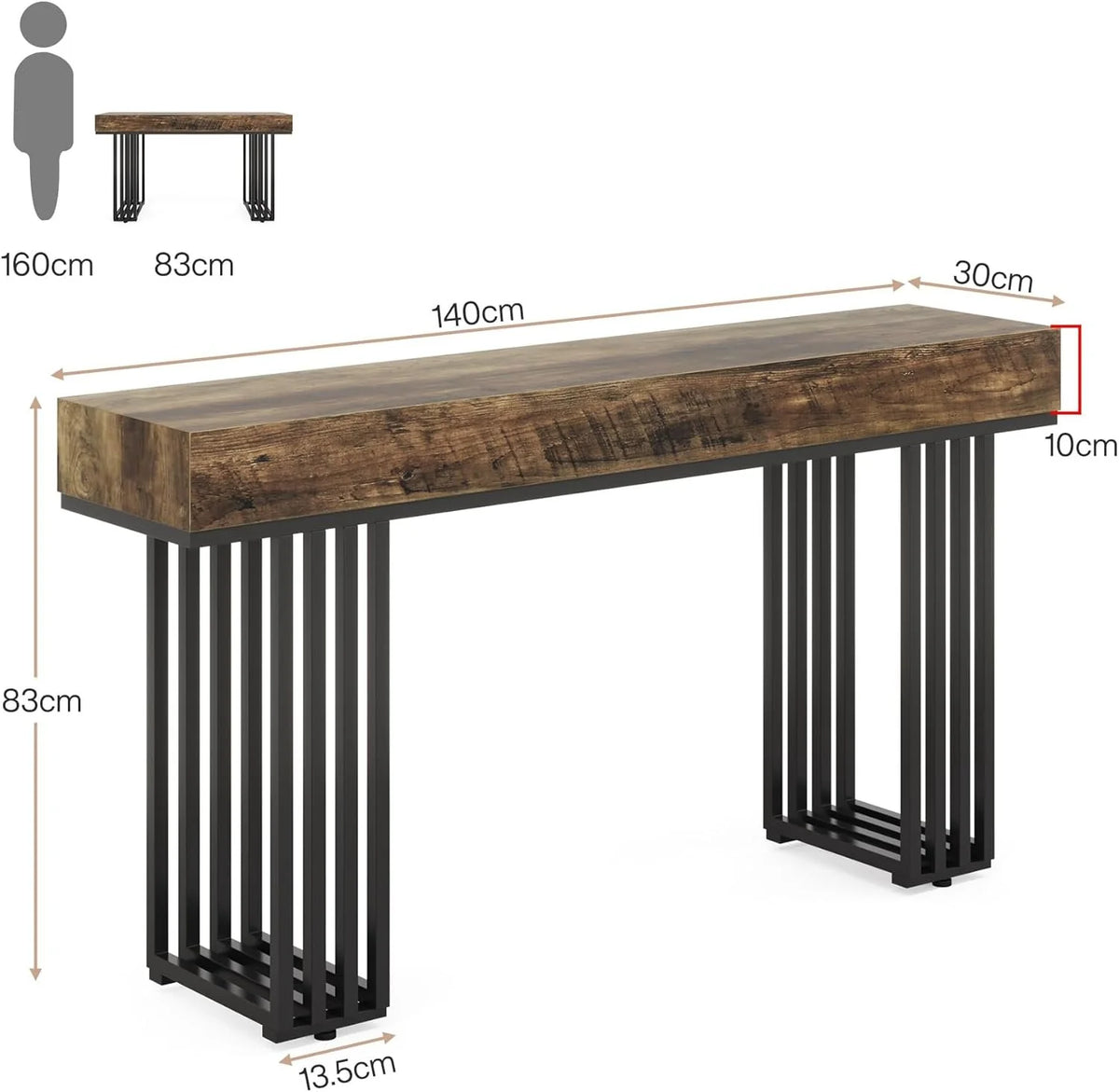 Stolik konsolowy 140 cm z nogami metalowymi