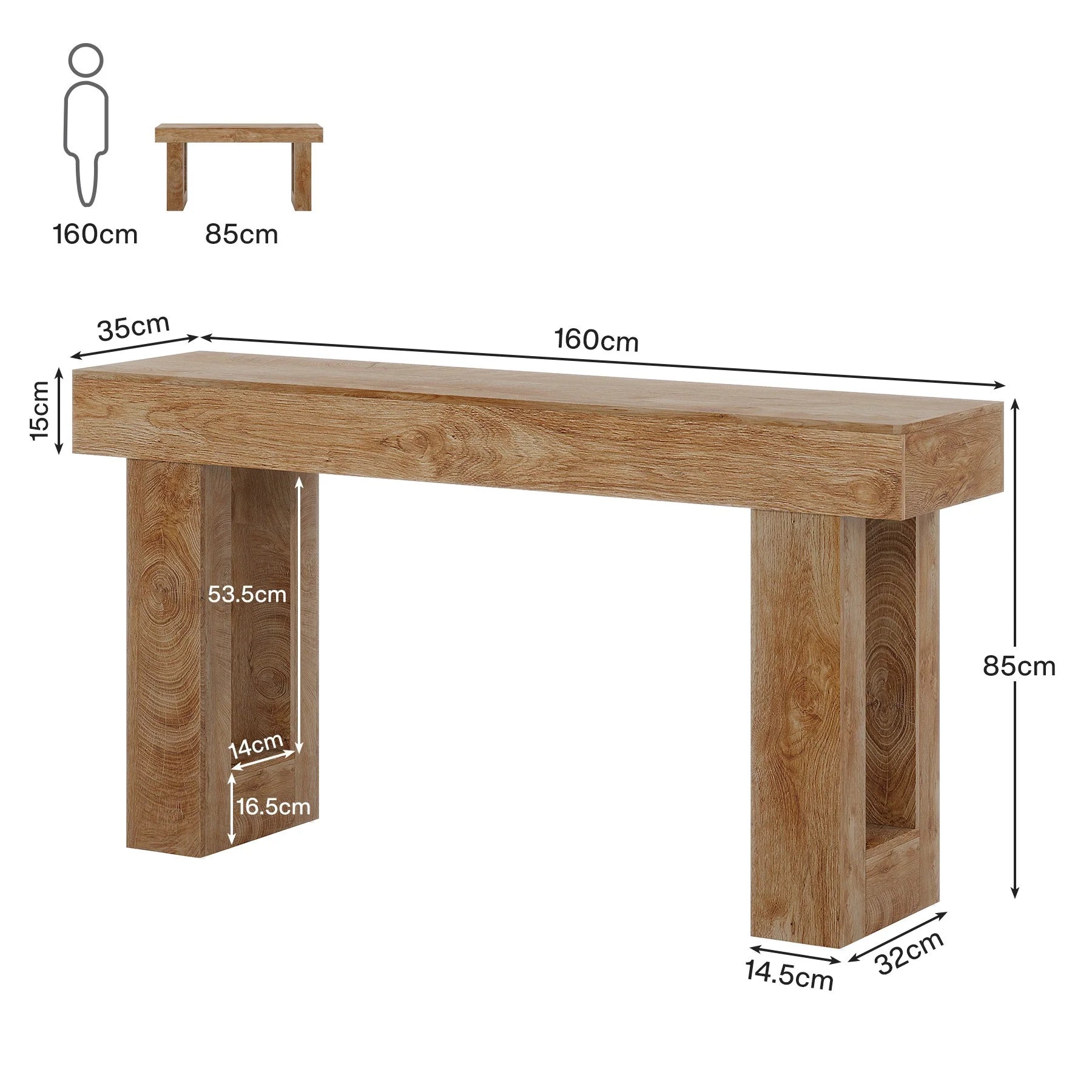 Stół konsolowy 160 cm w stylu wiejskim