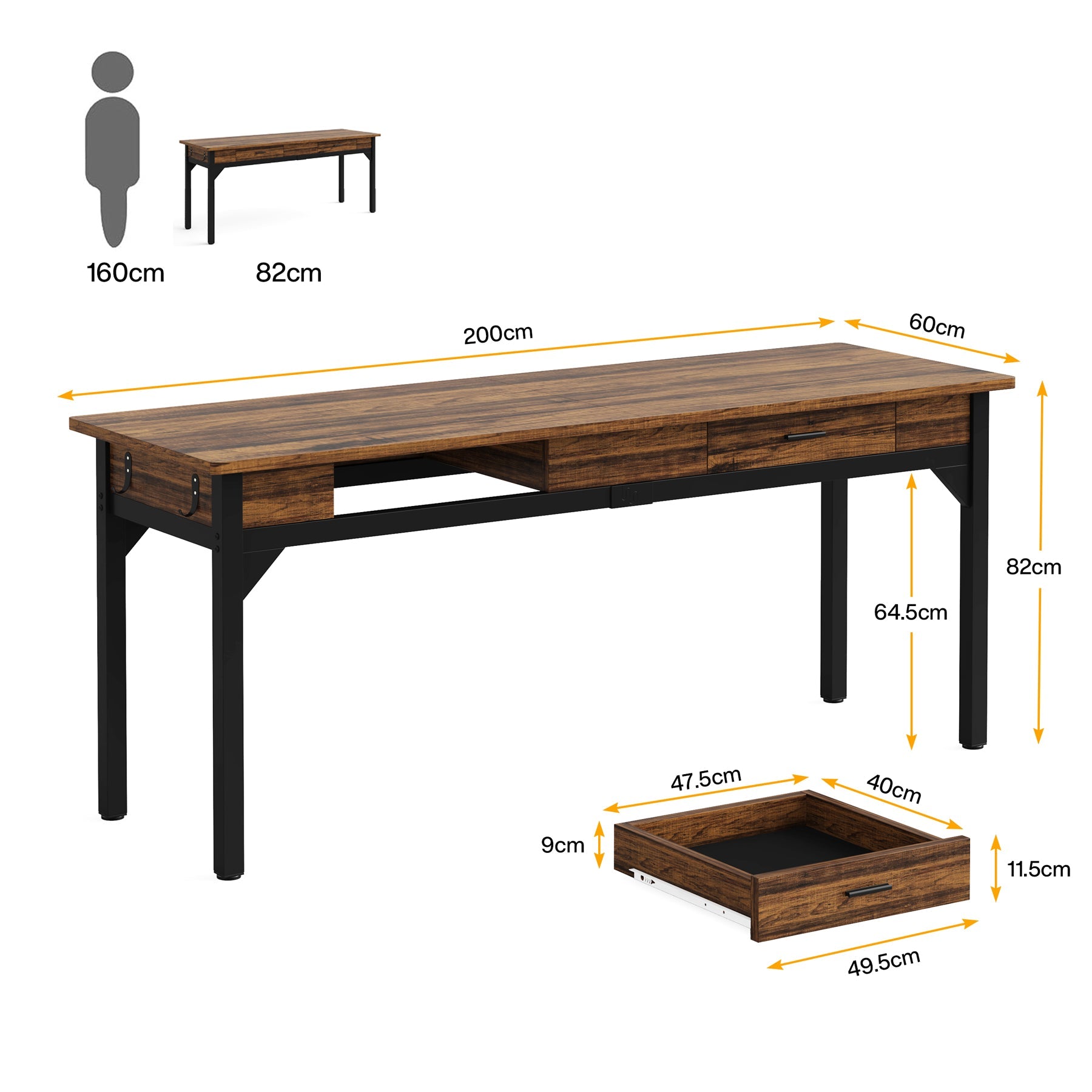 Duże biurko dla 2 osób z szufladami