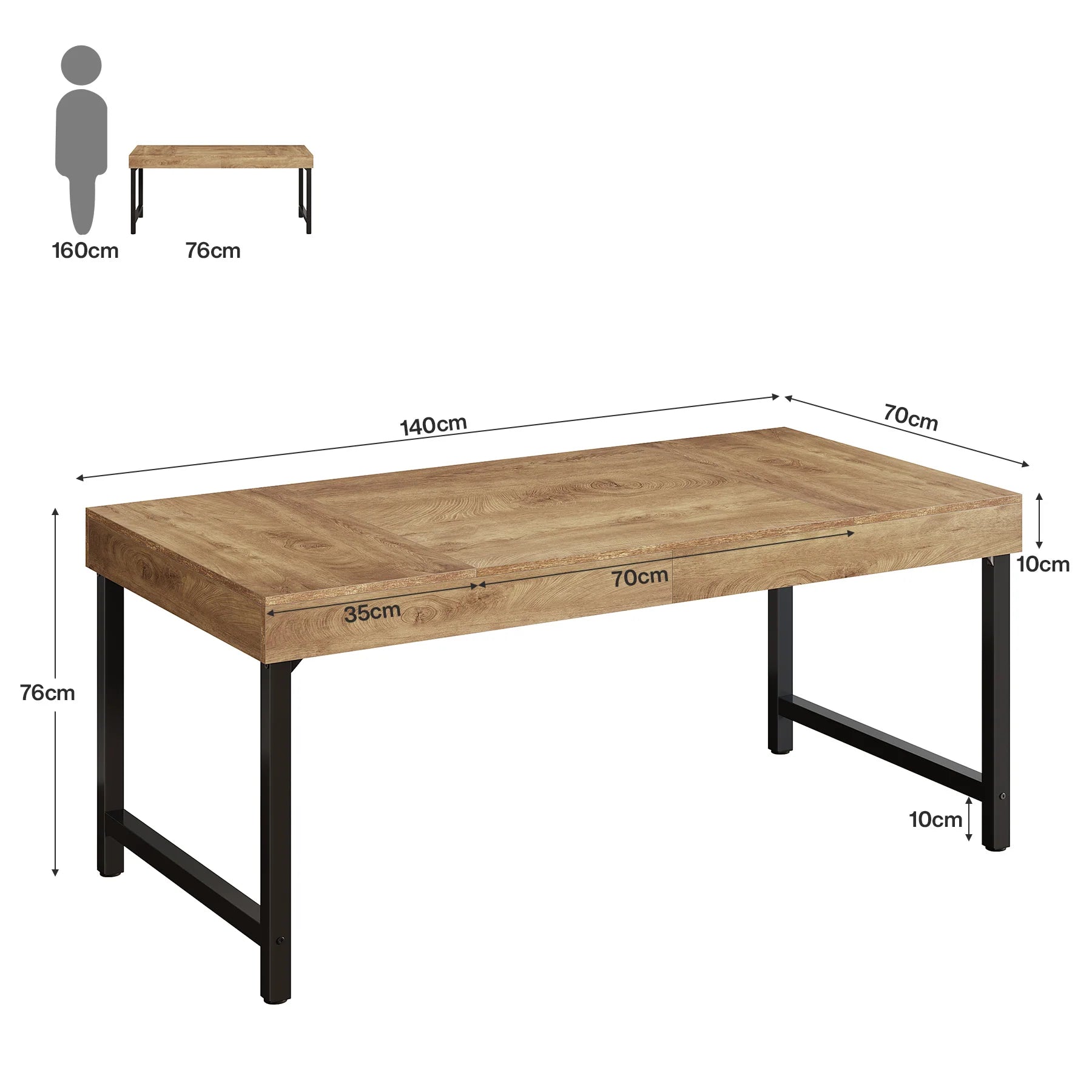 Biurko komputerowe 140 cm rustykalny design