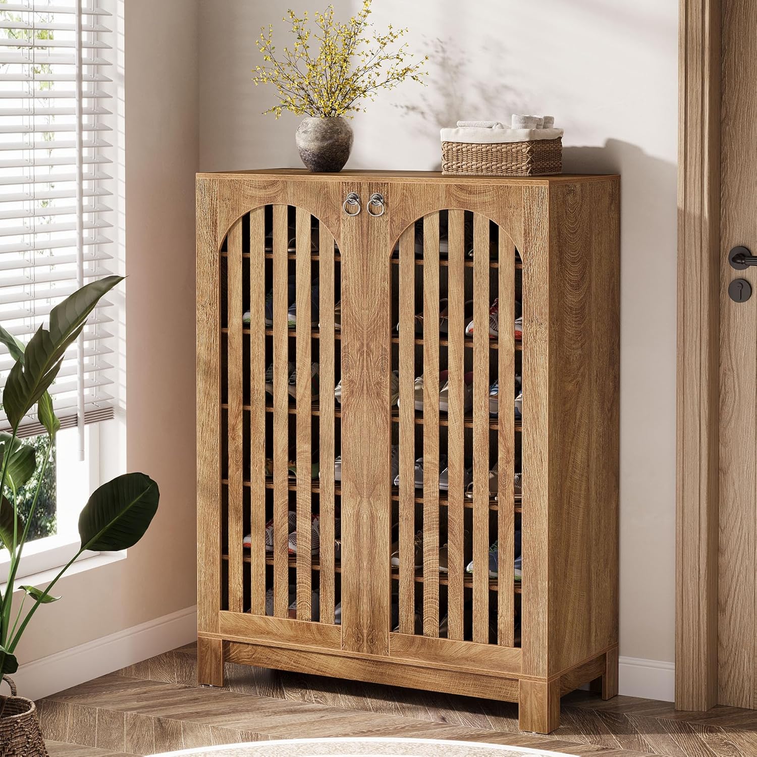 6-poziomowa szafka na buty z drzwiami żaluzjowymi - 24 pary