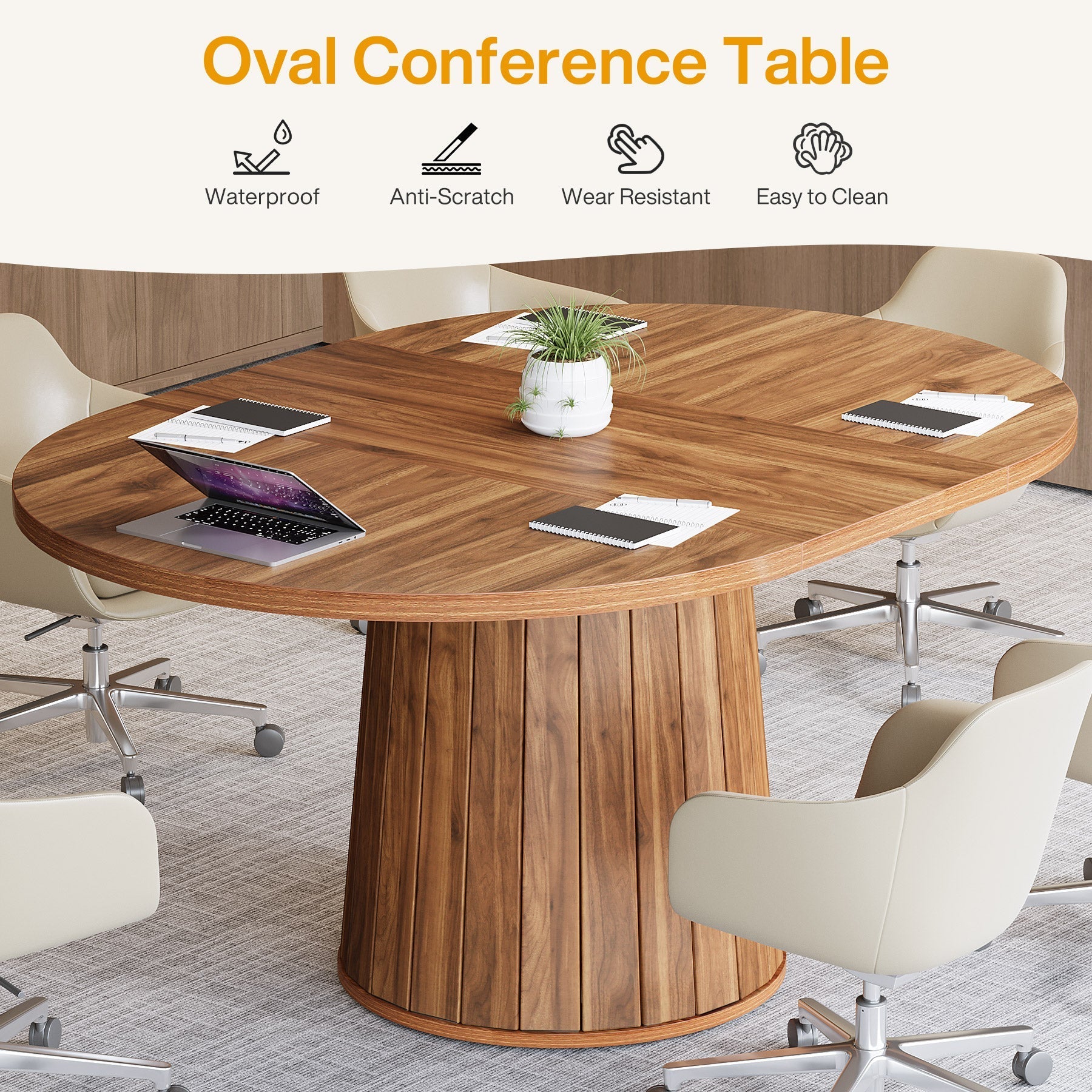 Owalny stół konferencyjny na 6 osób, 140 cm