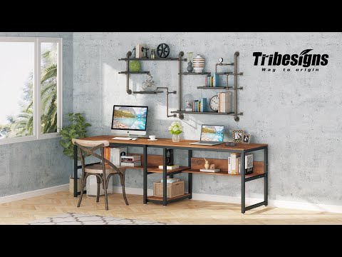 Podwójne biurko dla dwóch osób z regałami