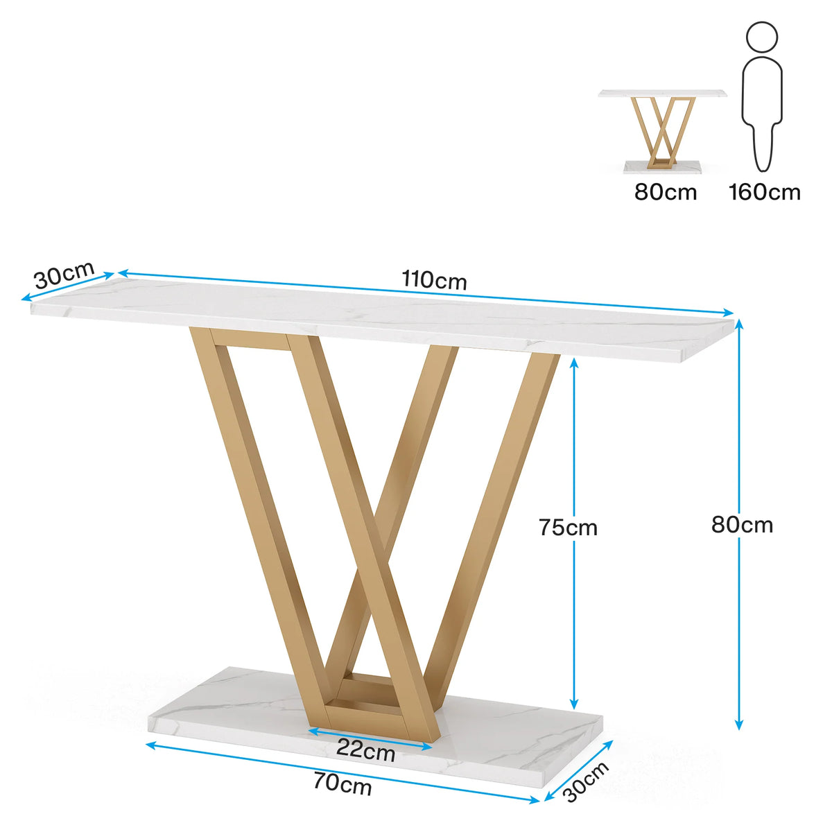 Stolik konsolowy industrialny 110 cm ze stabilną metalową podstawą