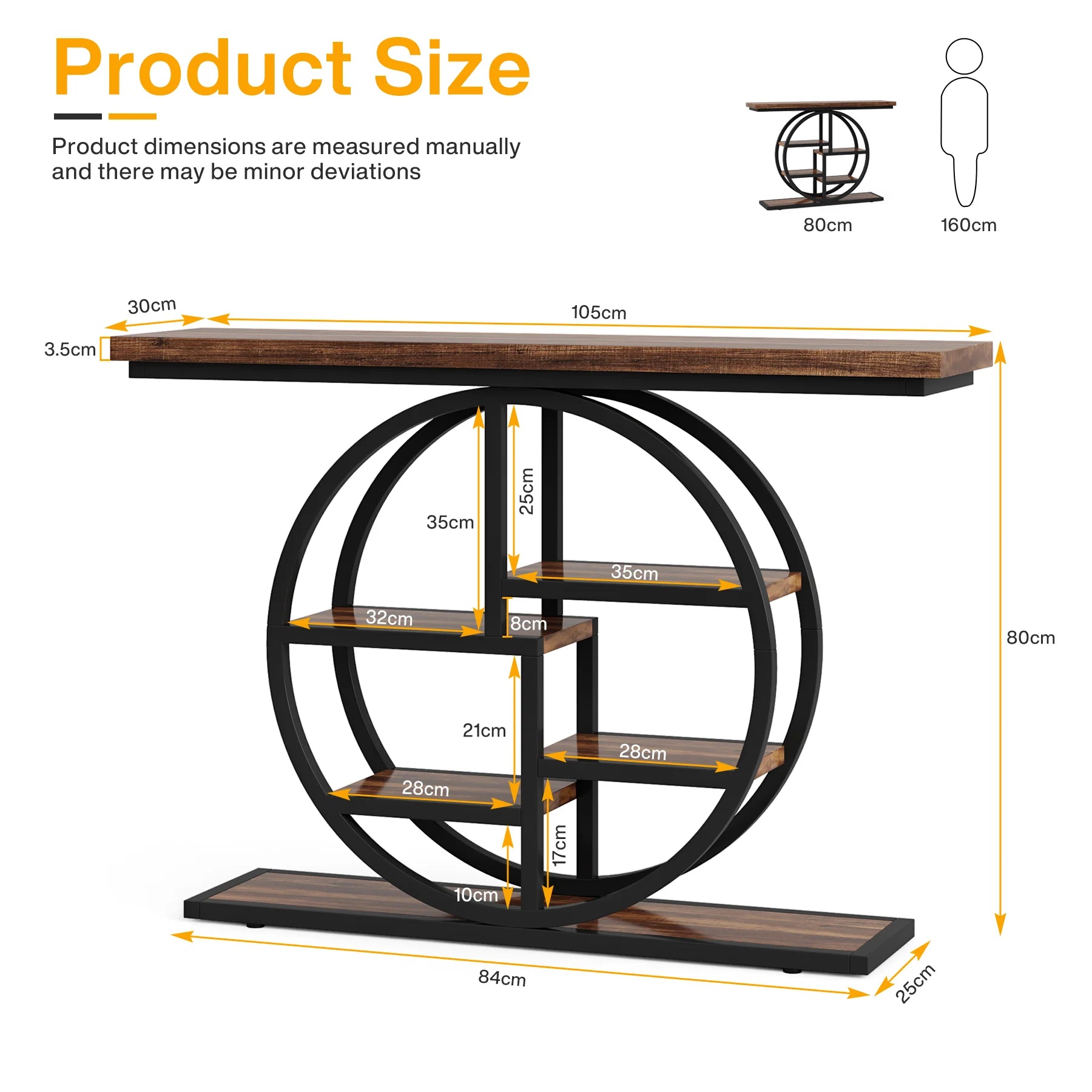 Konsoleta 105 cm z 6 półkami - Stolik wejściowy przemysłowy
