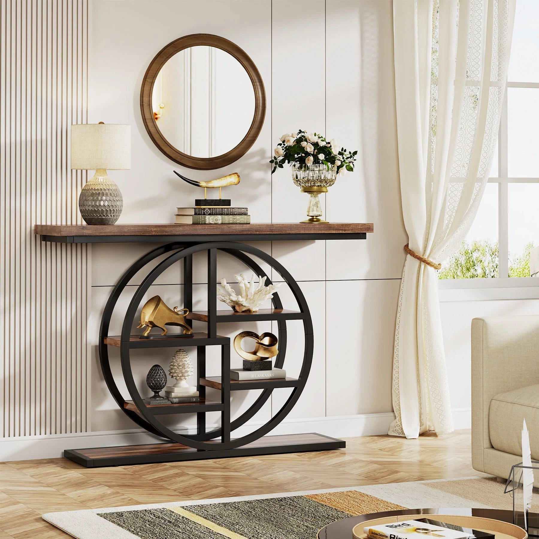 Konsoleta 105 cm z 6 półkami - Stolik wejściowy przemysłowy