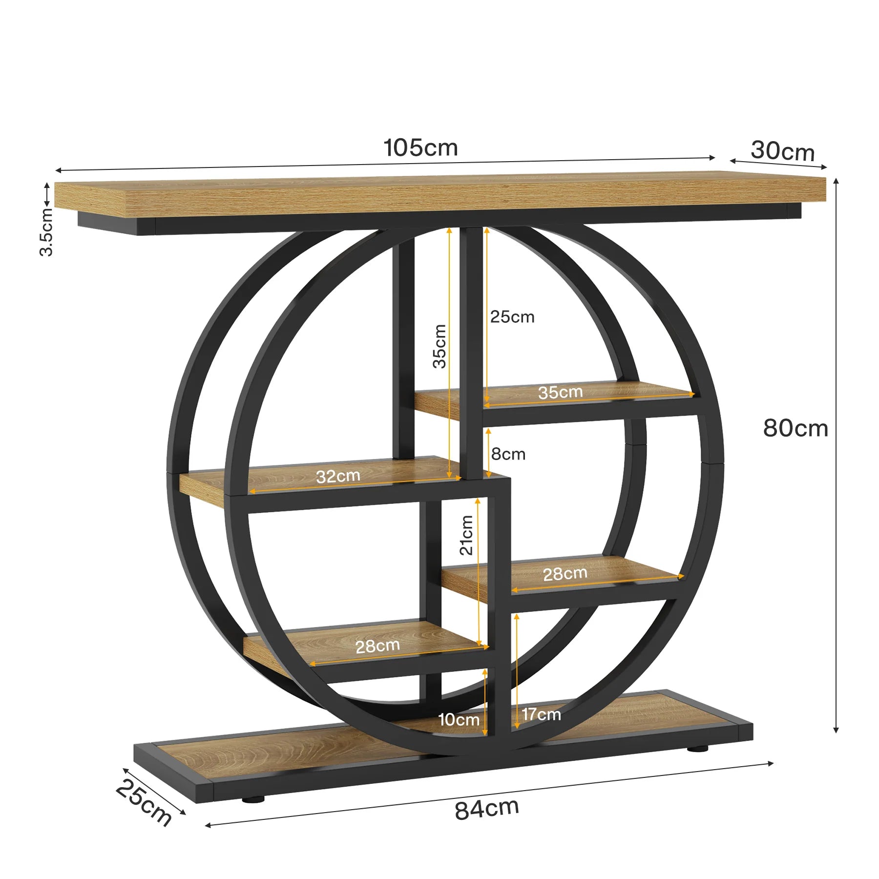 Konsoleta 105 cm z 6 półkami - Stolik wejściowy przemysłowy
