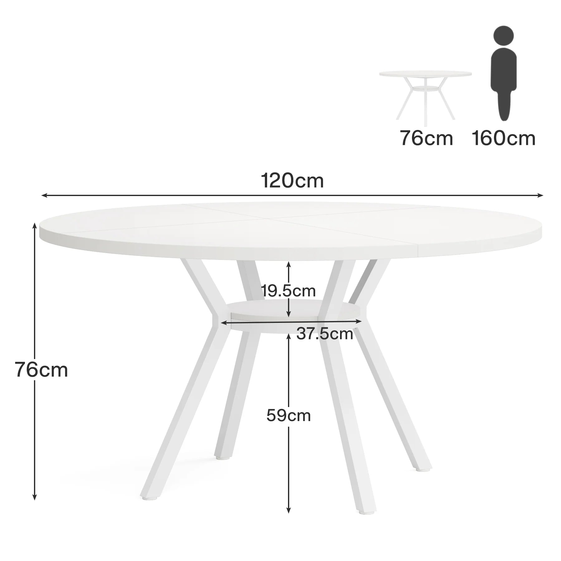 Okrągły stół jadalniany 120 cm dla 4-6 osób