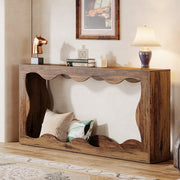 Drewniany stolik konsolowy w stylu farmhouse
