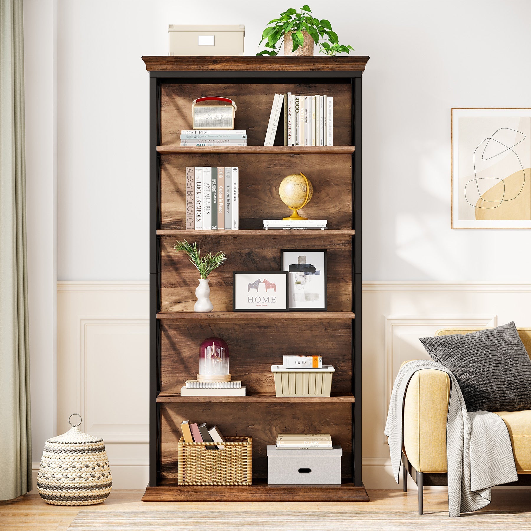 6-poziomowy regał biblioteczny w stylu vintage