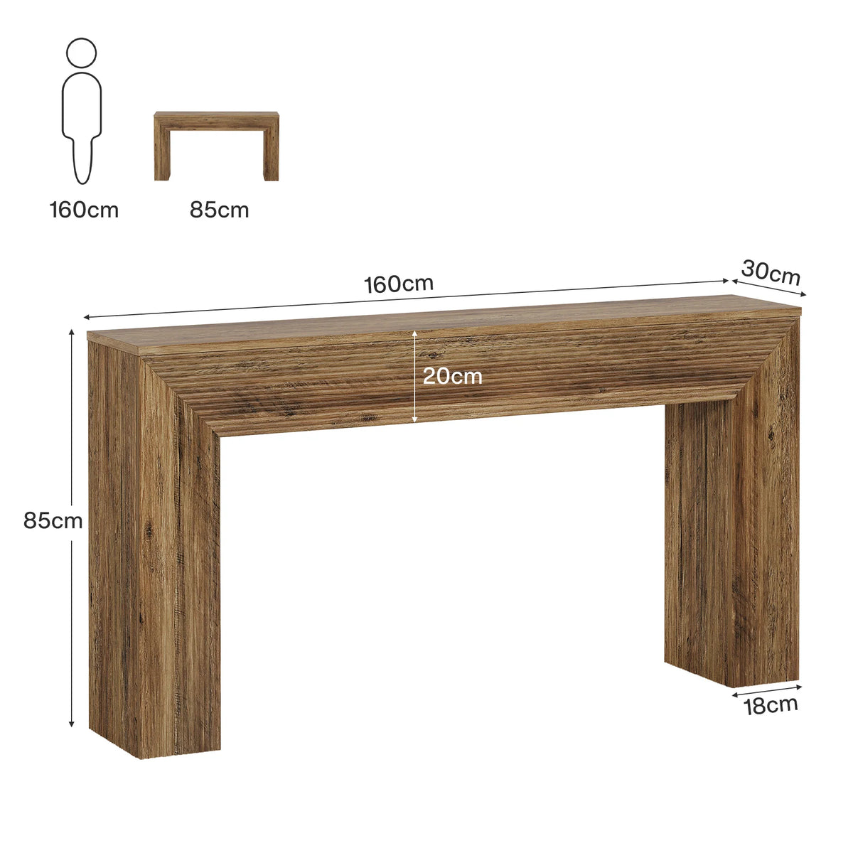 Stolik konsolowy 160 cm z akcentami falistymi