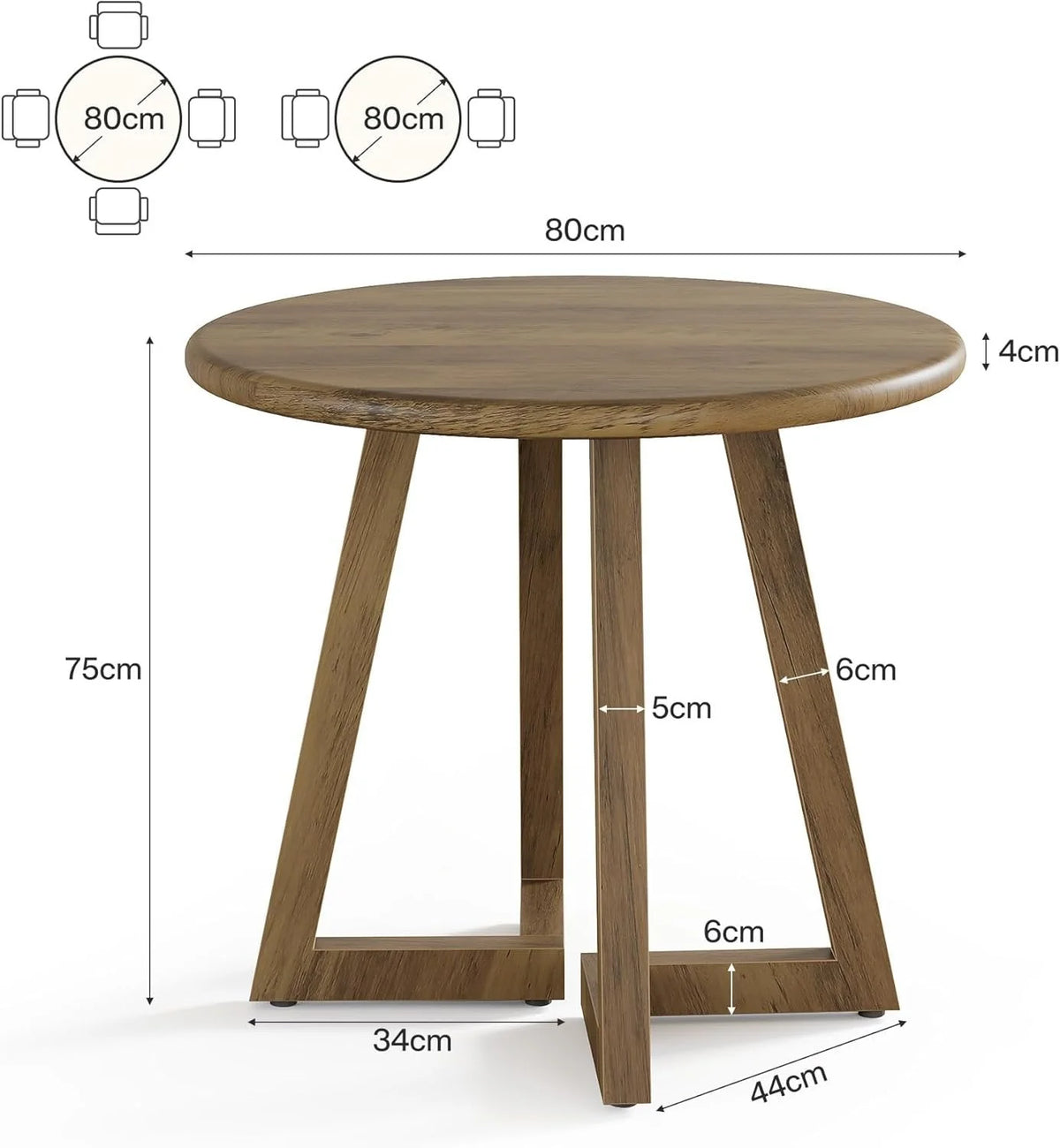 Mały okrągły stół jadalniowy dla 2-4 osób 80 cm