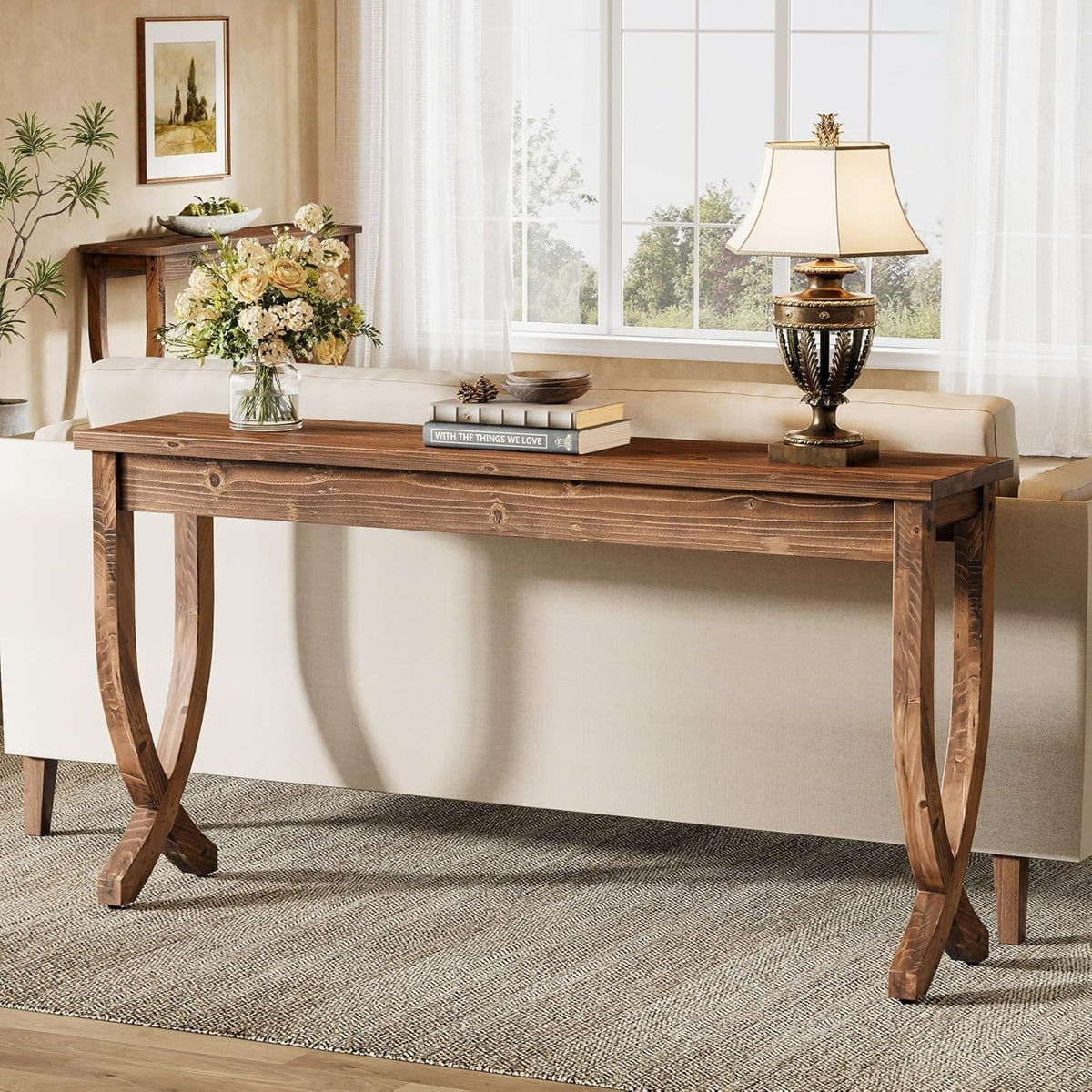 Konsoleta 160 cm z drewna litego w stylu rustykalnym