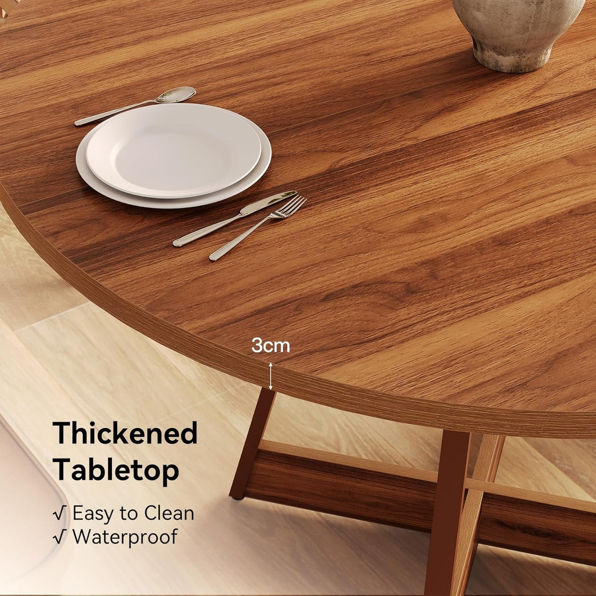 Okrągły stół jadalny 100 cm, rustykalny, na 2–4 osoby