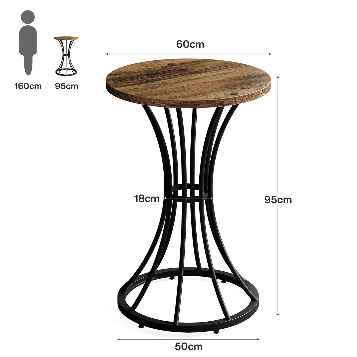 Okrągły stół barowy 95 cm z metalową nogą