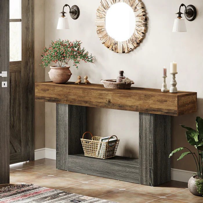 Rustykalna konsola drewniana 160 cm w stylu wiejskim