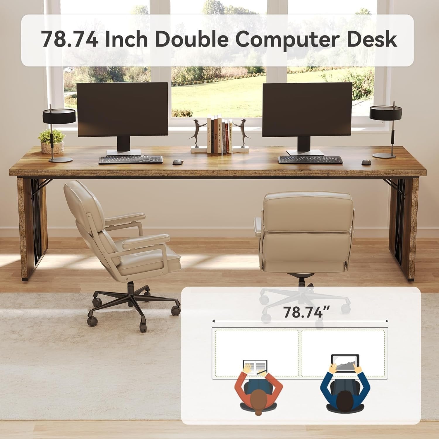 Podwójne biurko industrialne 200 cm