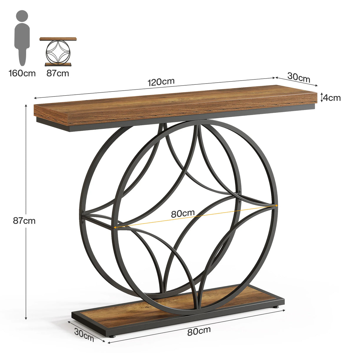 Industrialny stolik konsola 120 cm dwupiętrowy