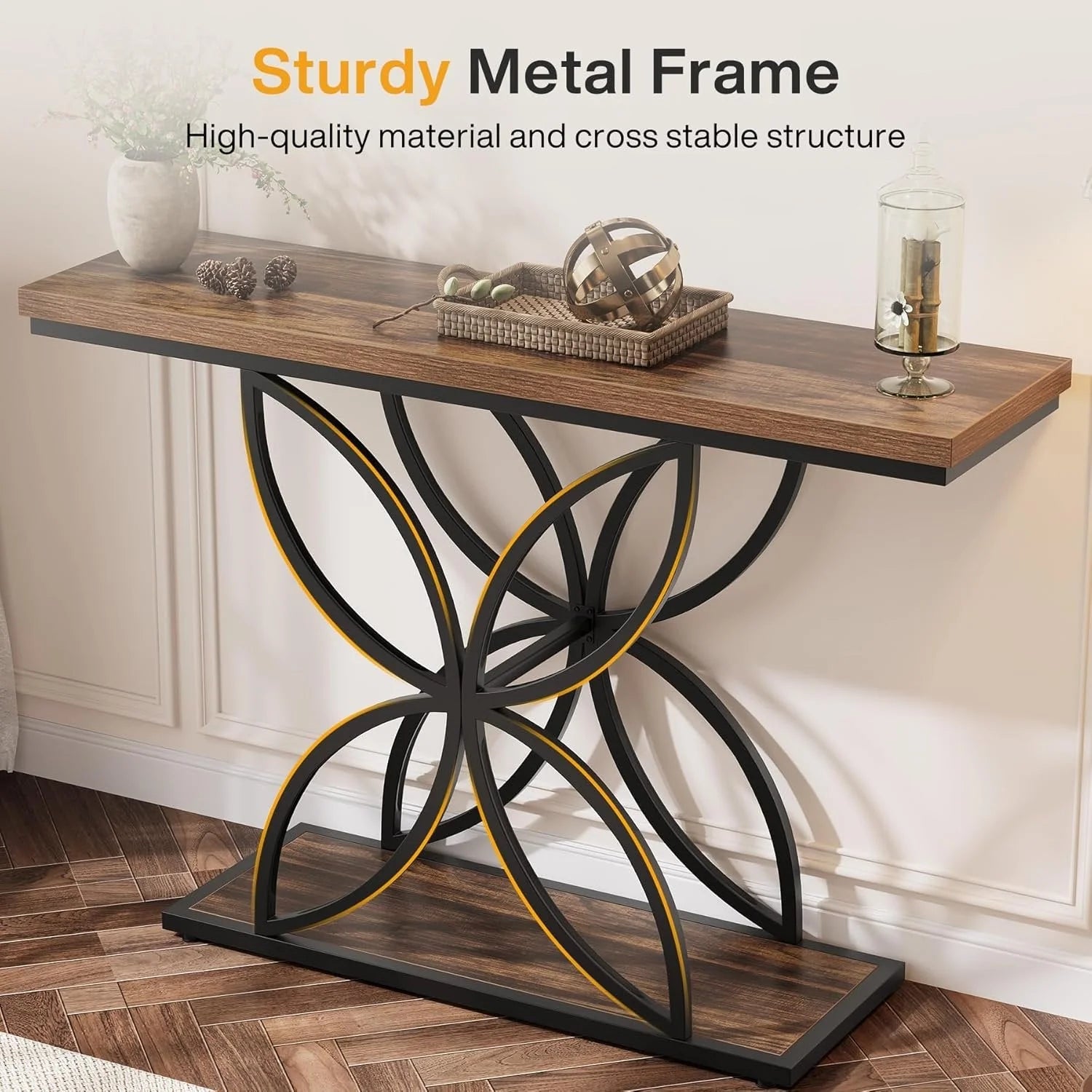 Konsola 120 cm z metalową podstawą motylową