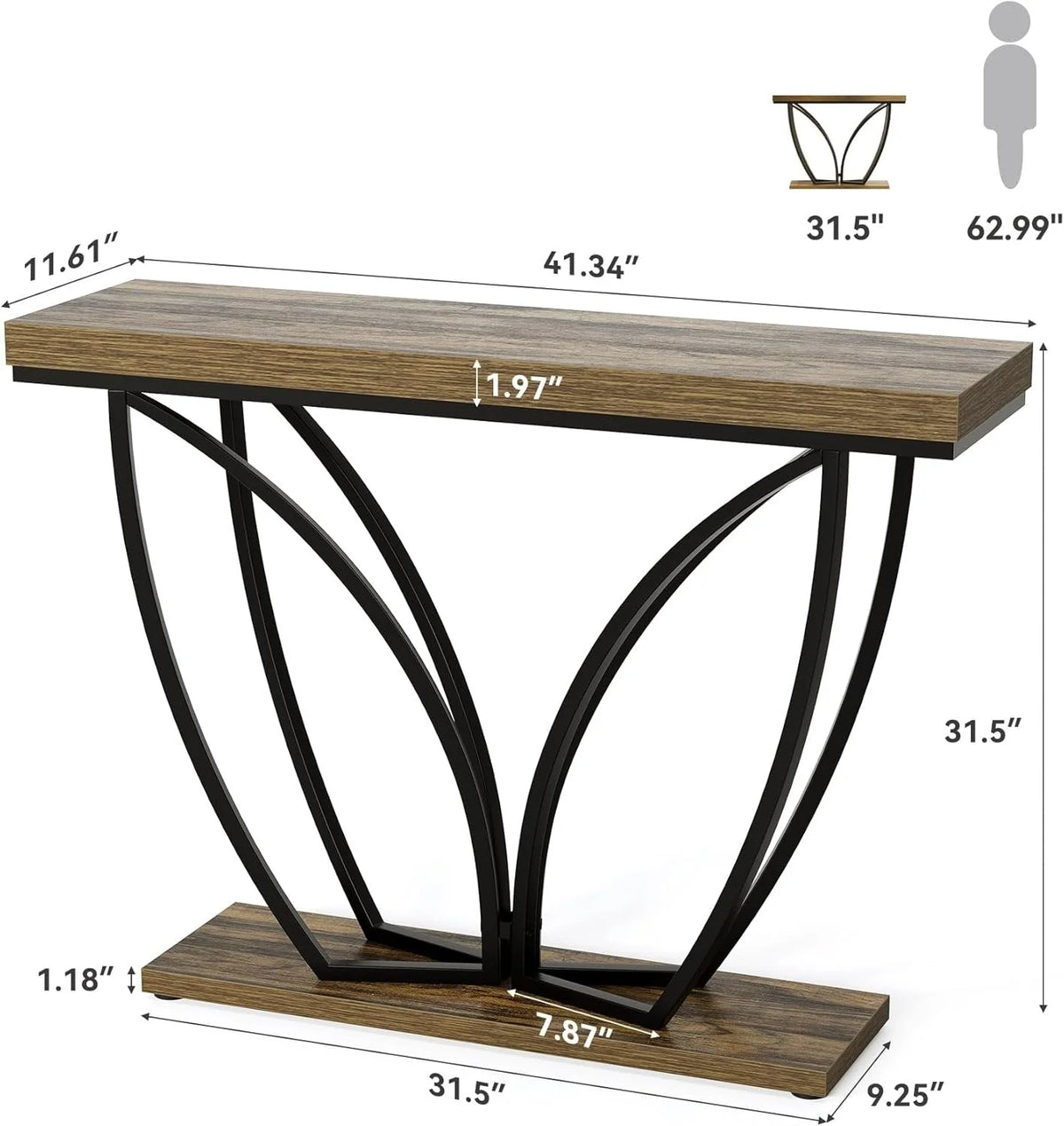 Konsola industryjna 105 cm Brązowa Industrial