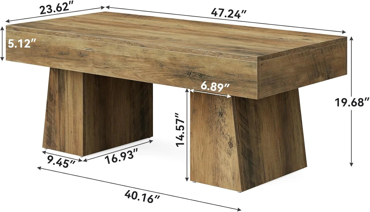 Stolik kawowy 120 cm rustykalny brązowy