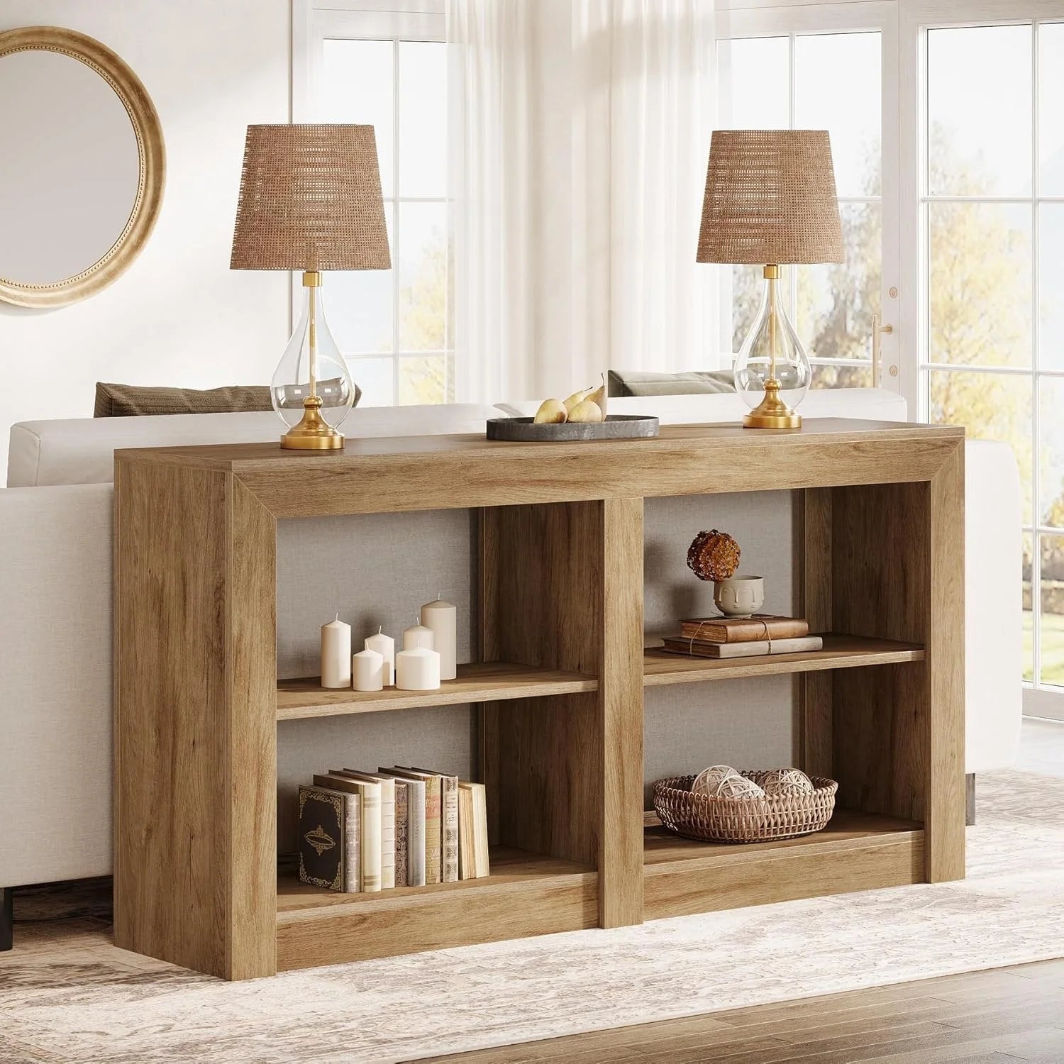 Stolik konsolowy angielski 150 cm, imitacja drewna dębu