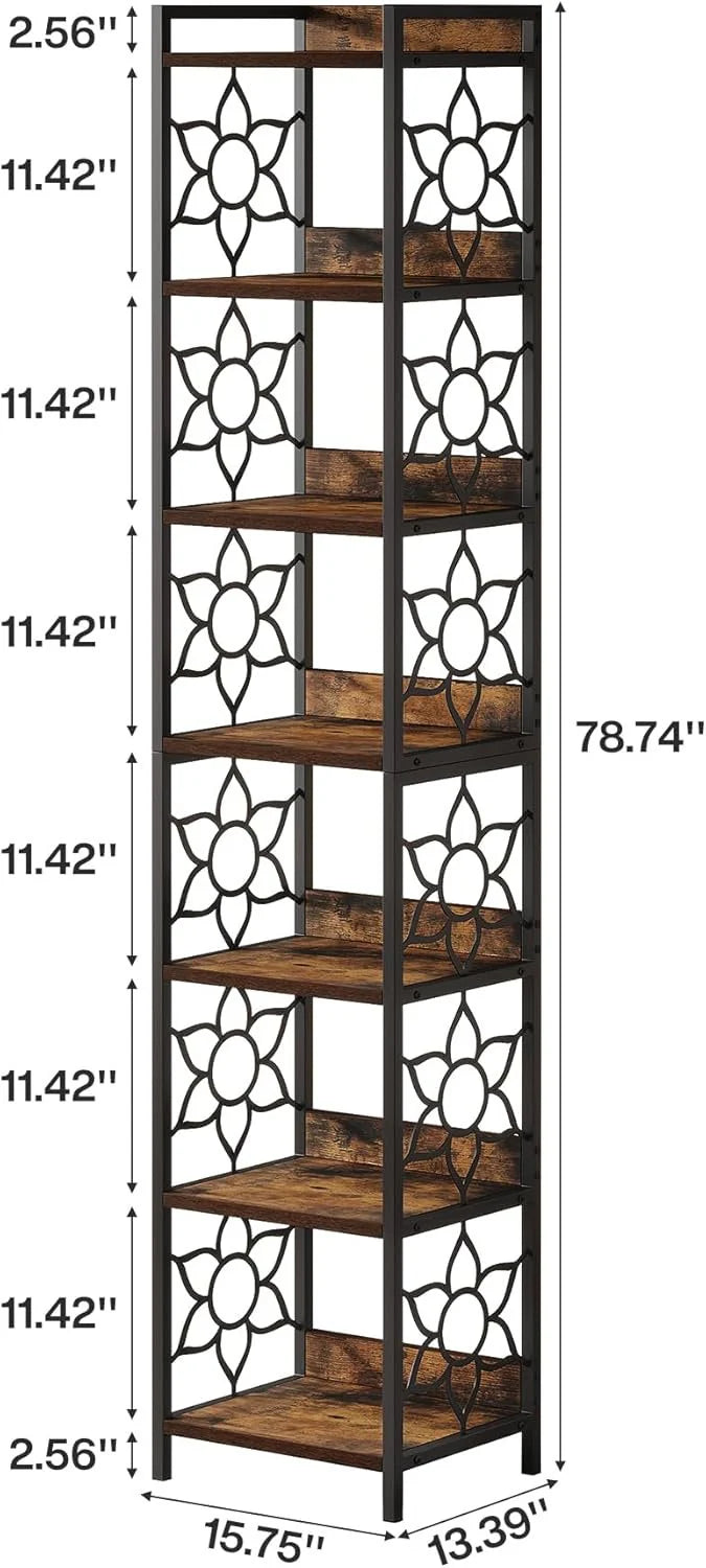 Regał narożny 7-piętrowy 200 cm z metalową konstrukcją