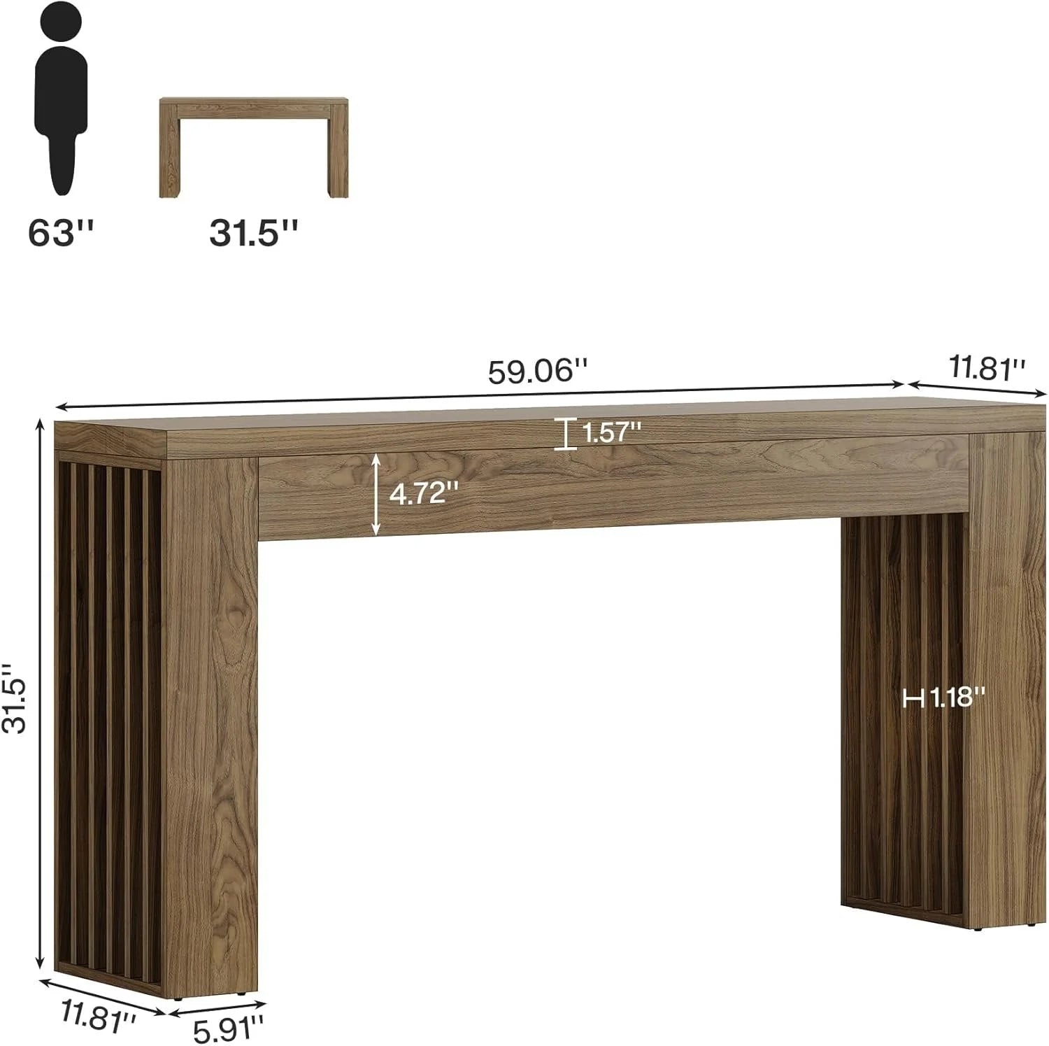 Konsolowy stolik wiejski 150 cm w kolorze brązowym