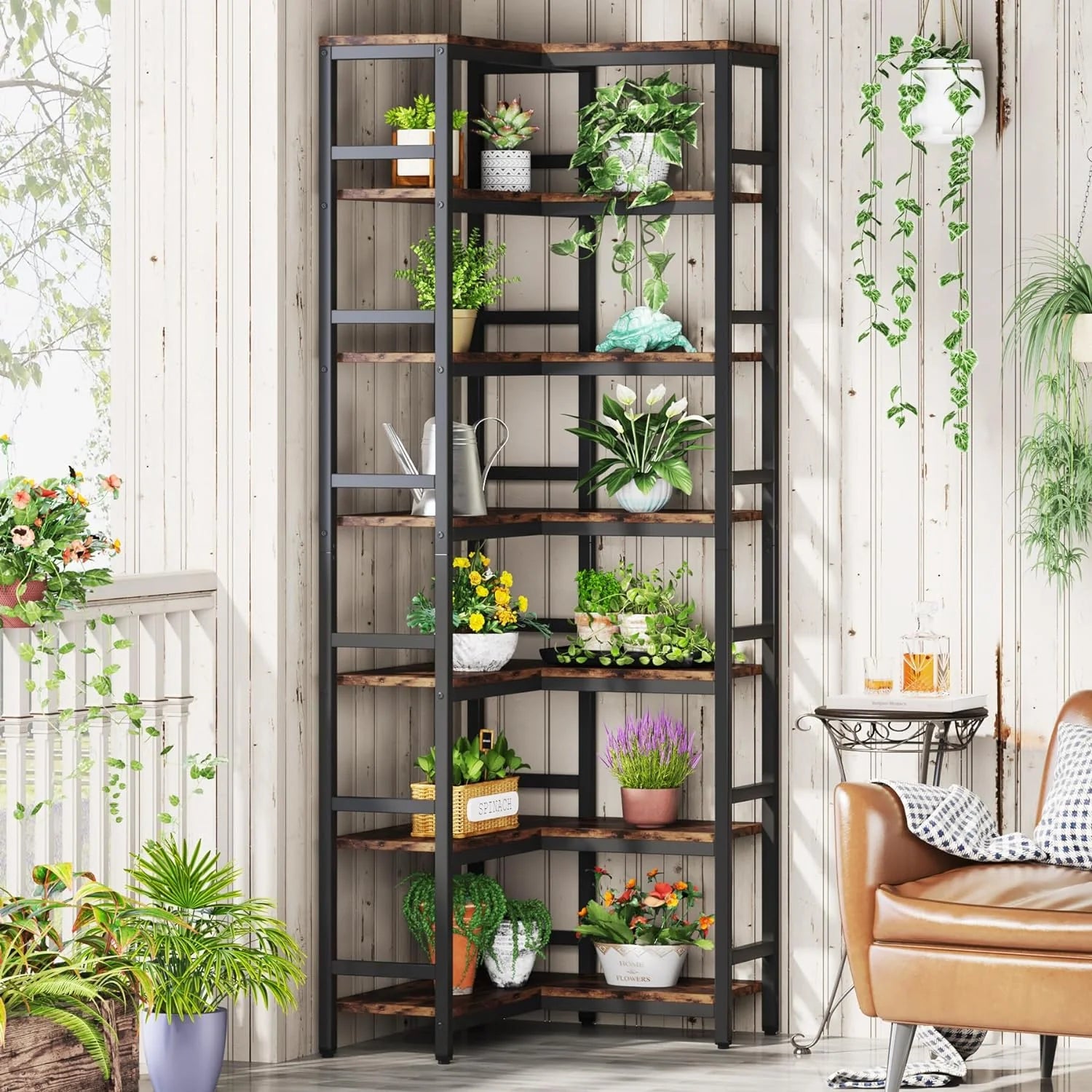 7-poziomowy regał narożny industrialny 200 cm