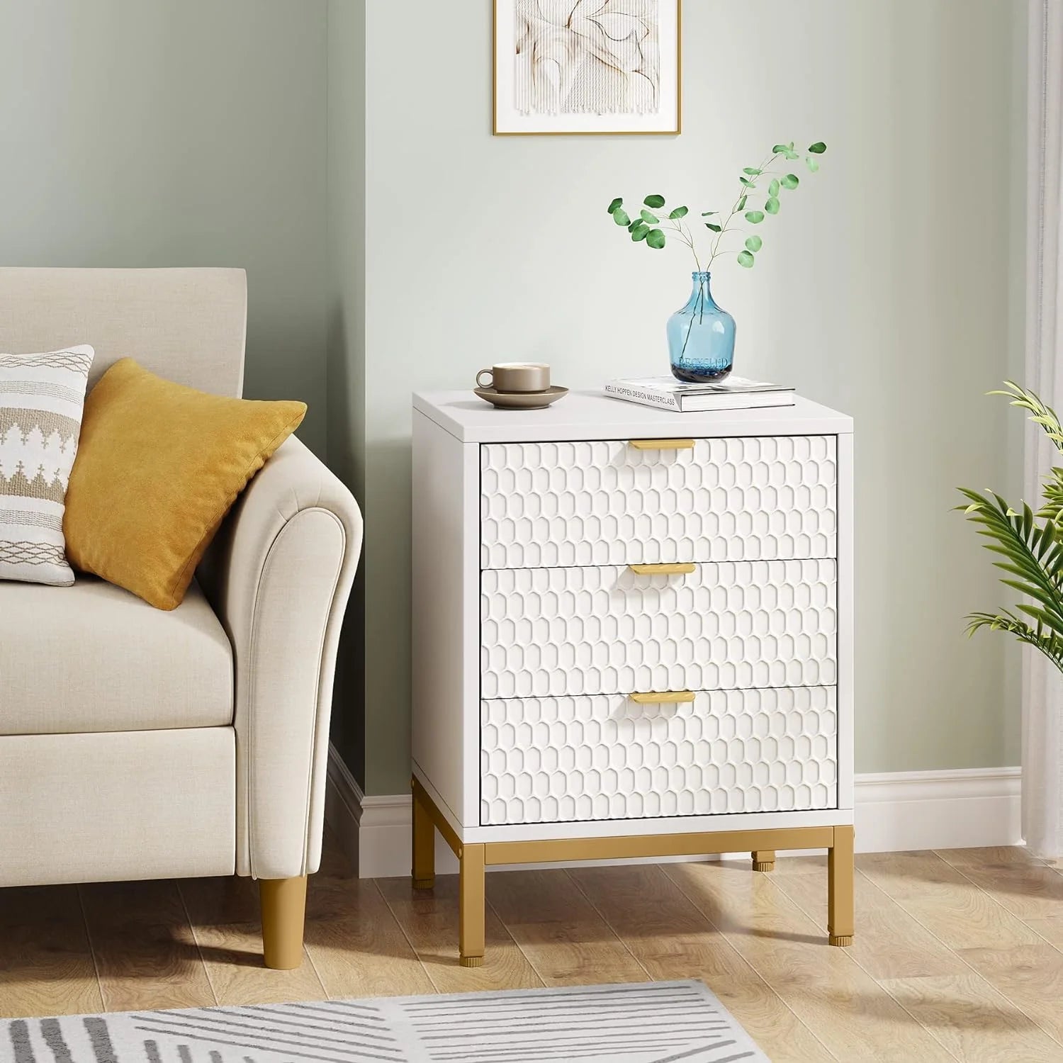 Nowoczesna szafka nocna z 3 szufladami, 65,5 cm