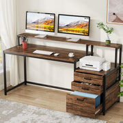Ergonomiczne biurko komputerowe z szufladami i podstawką na monitor